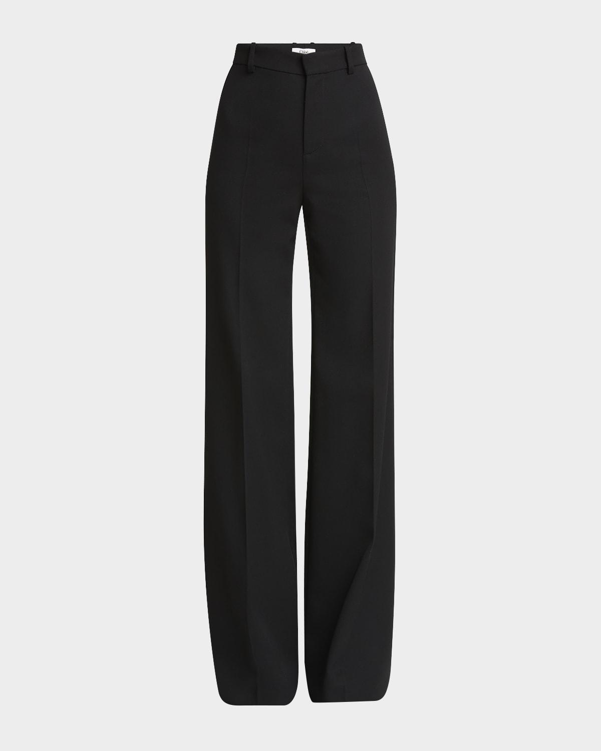 wool grain de poudre flare trousers