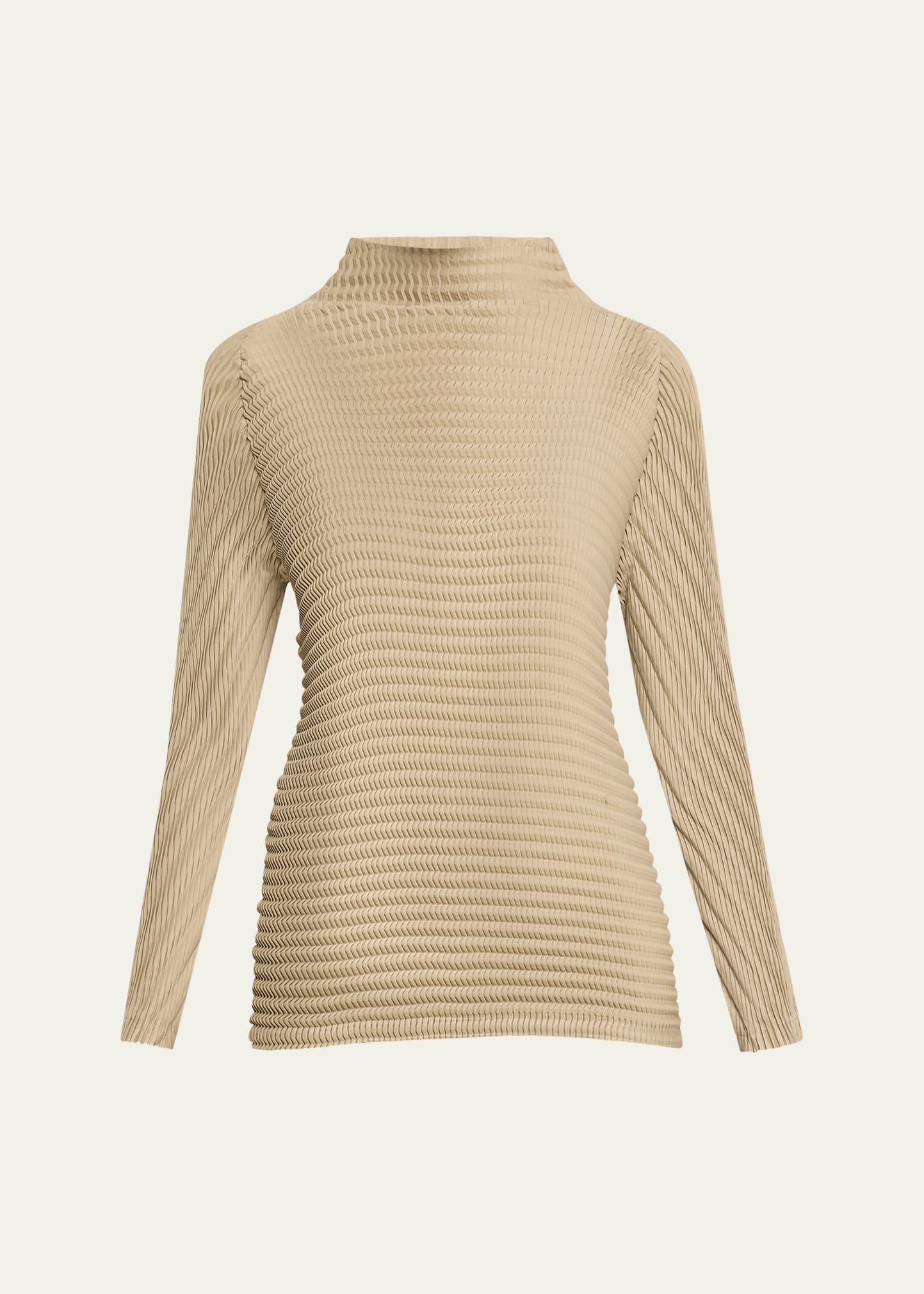 wool like pleats long sleeve top
