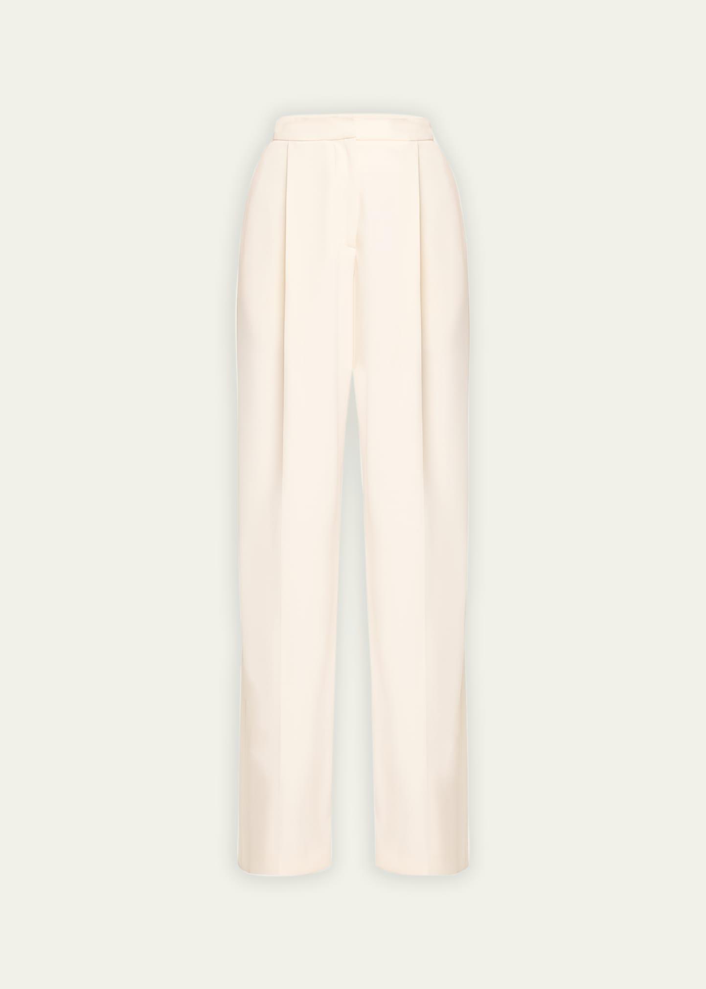 wool pleated wide-leg pants
