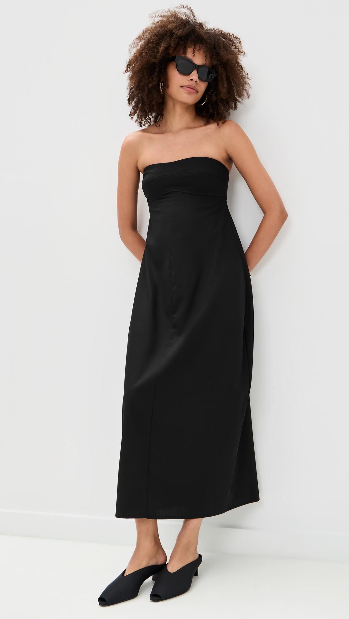 wool strapless cocoon dress