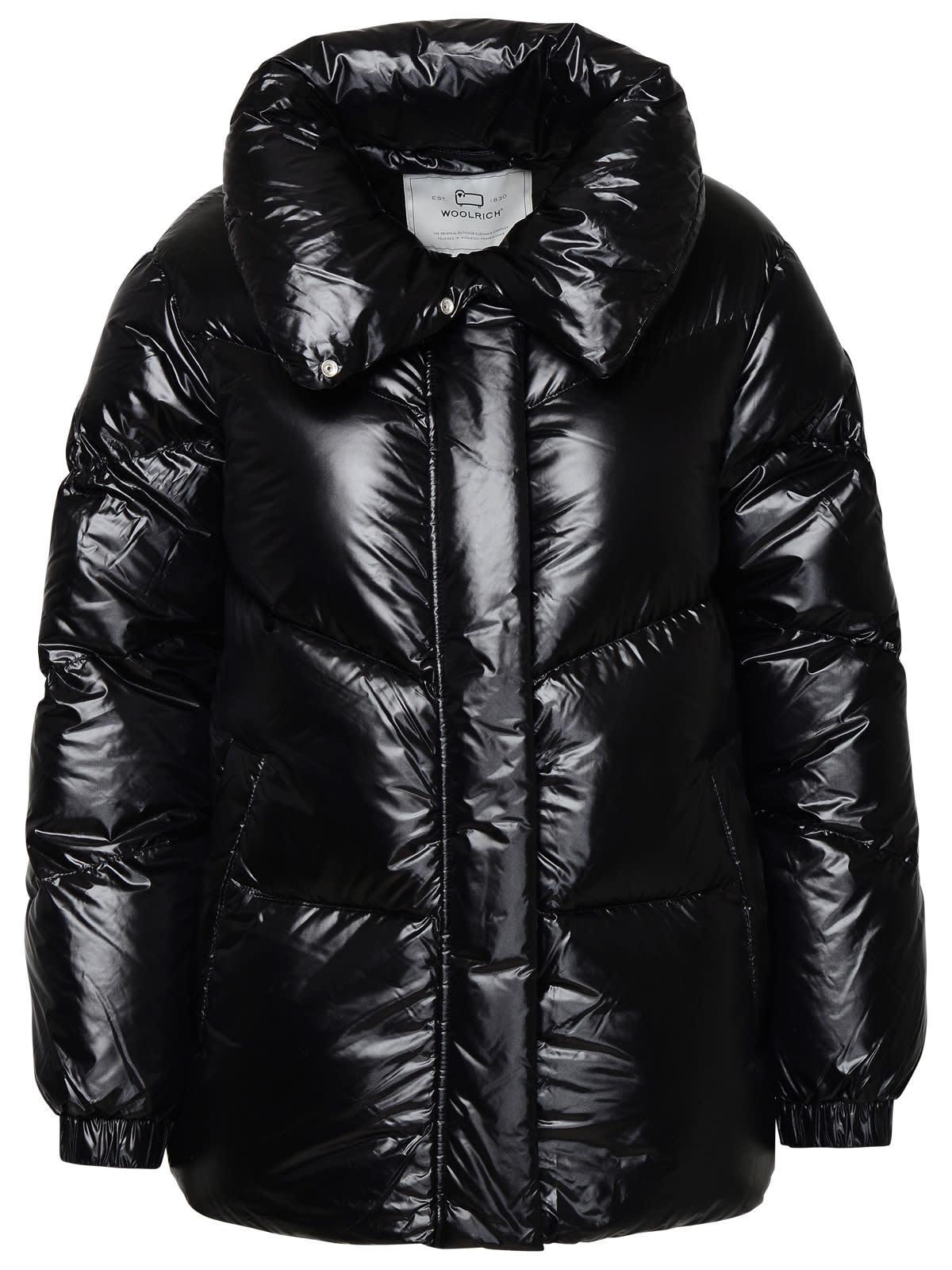 woolrich aliquippa black nylon puffer jacket
