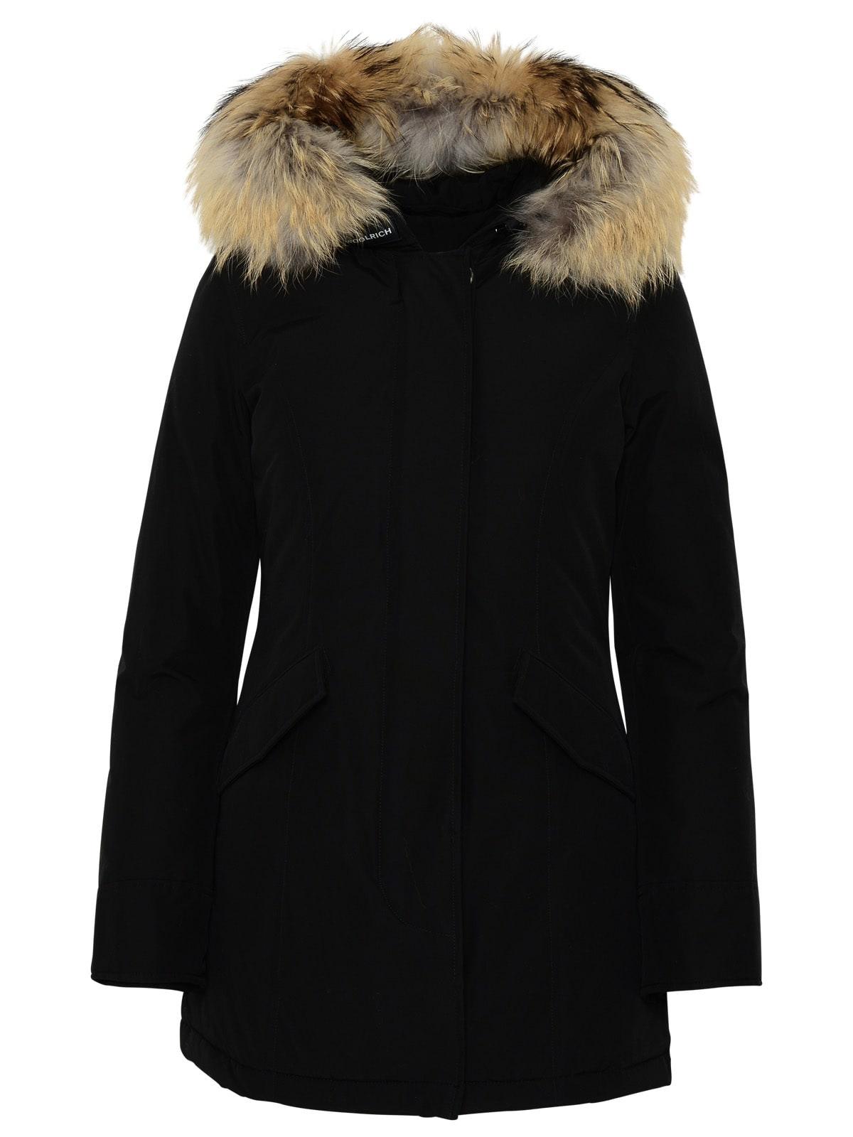 woolrich artic black cotton blend parka