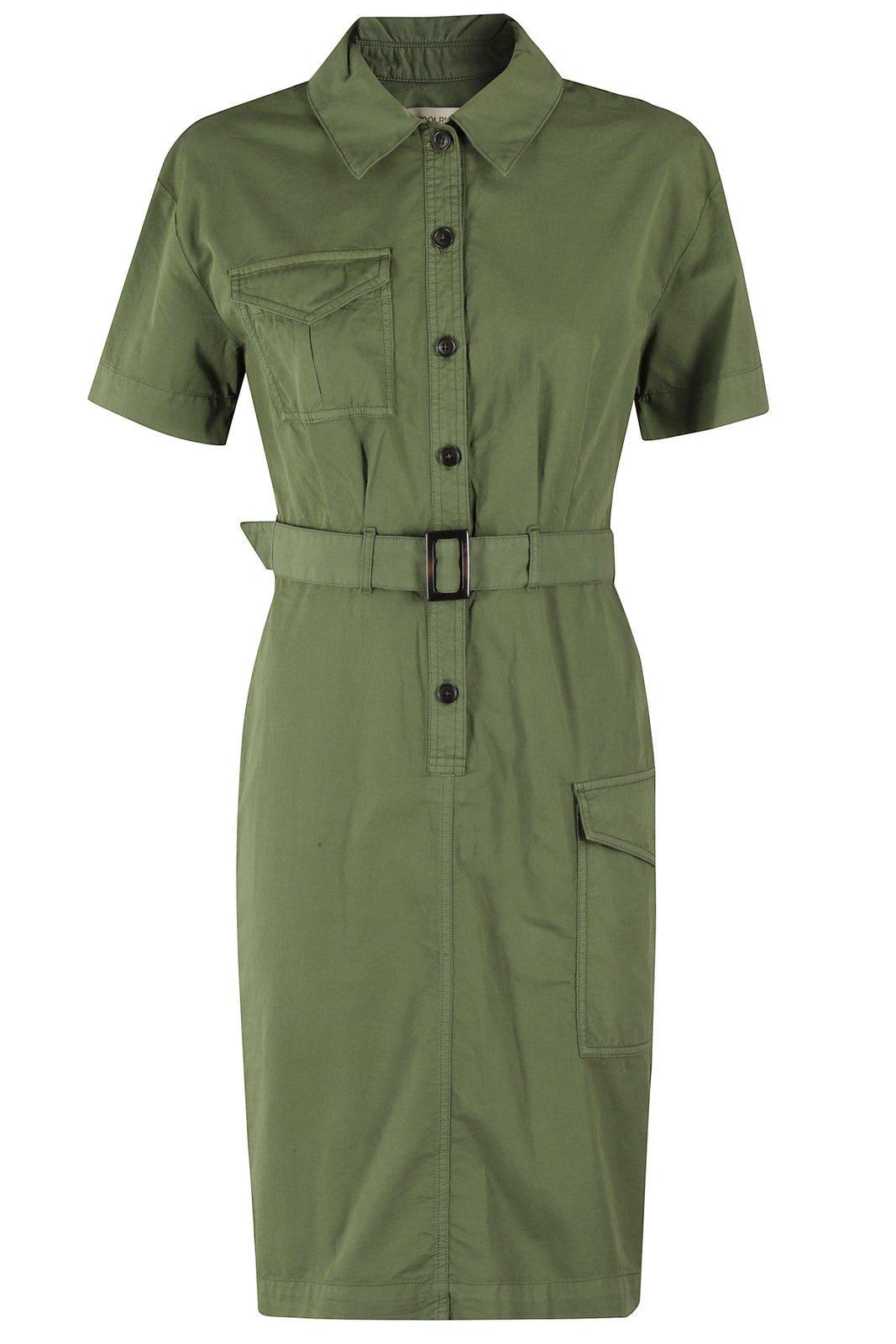 woolrich button detailed belted dress