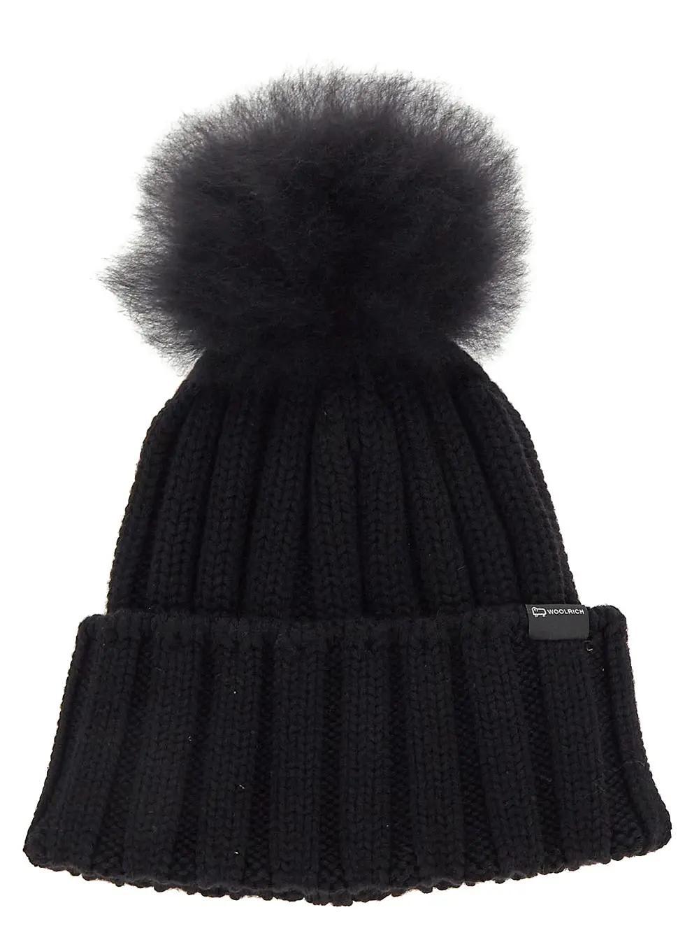 woolrich fluffy pom pom hat