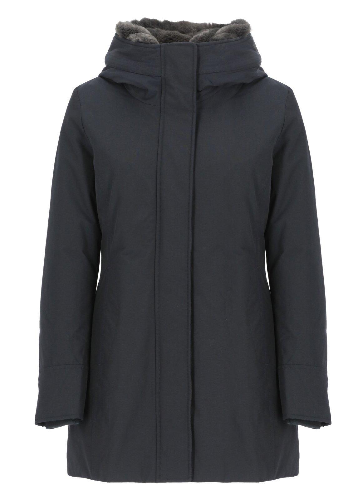 woolrich logo-patch zip-up padded coat