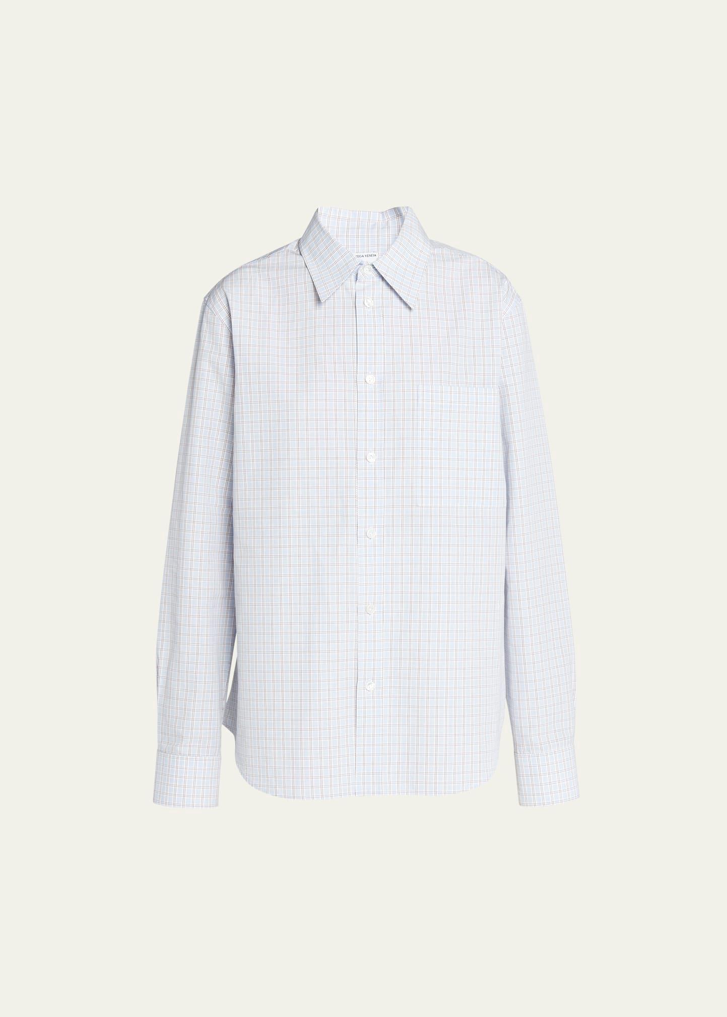 woven check button down top