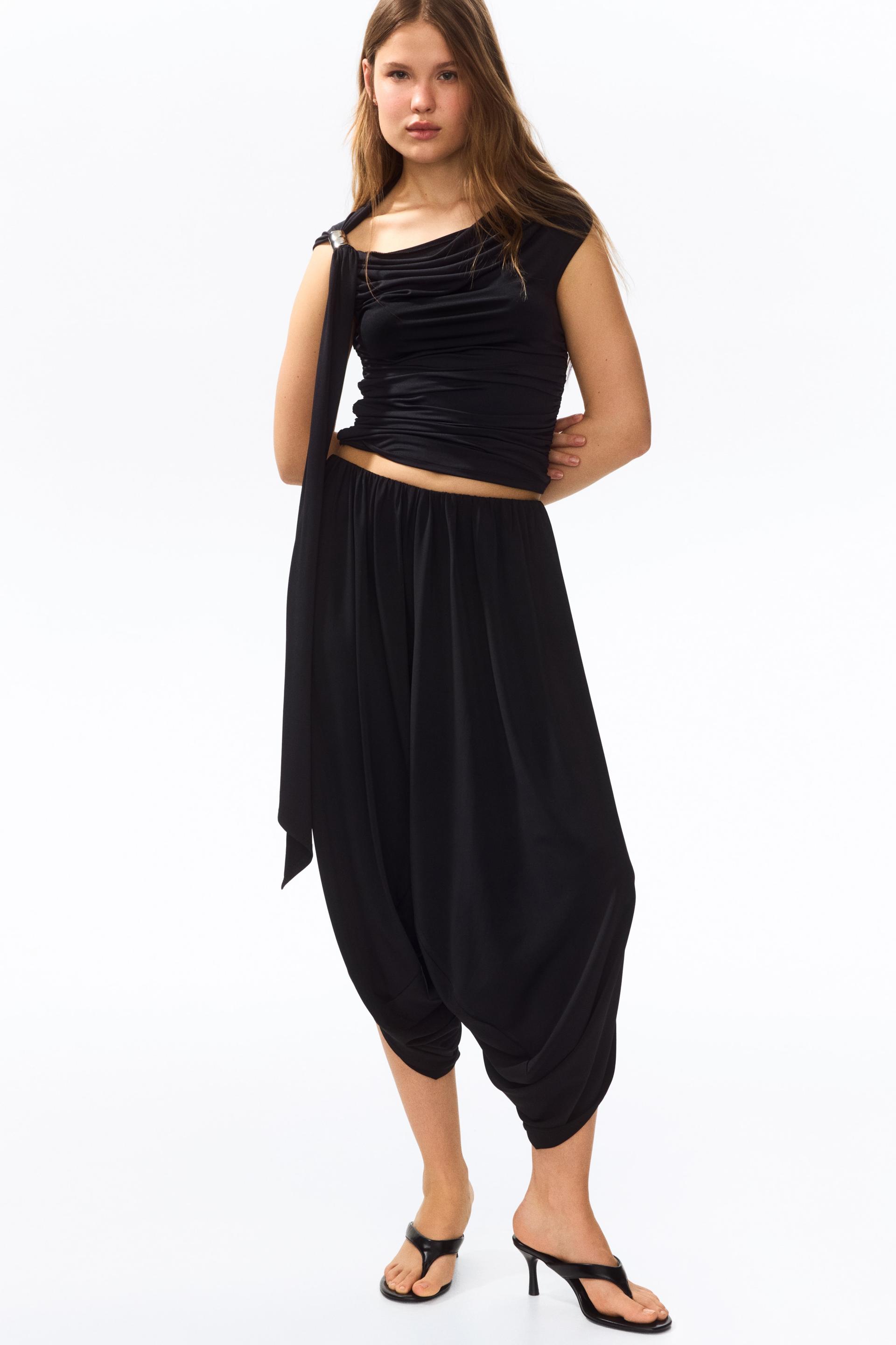 wrap-detail balloon-leg pants
