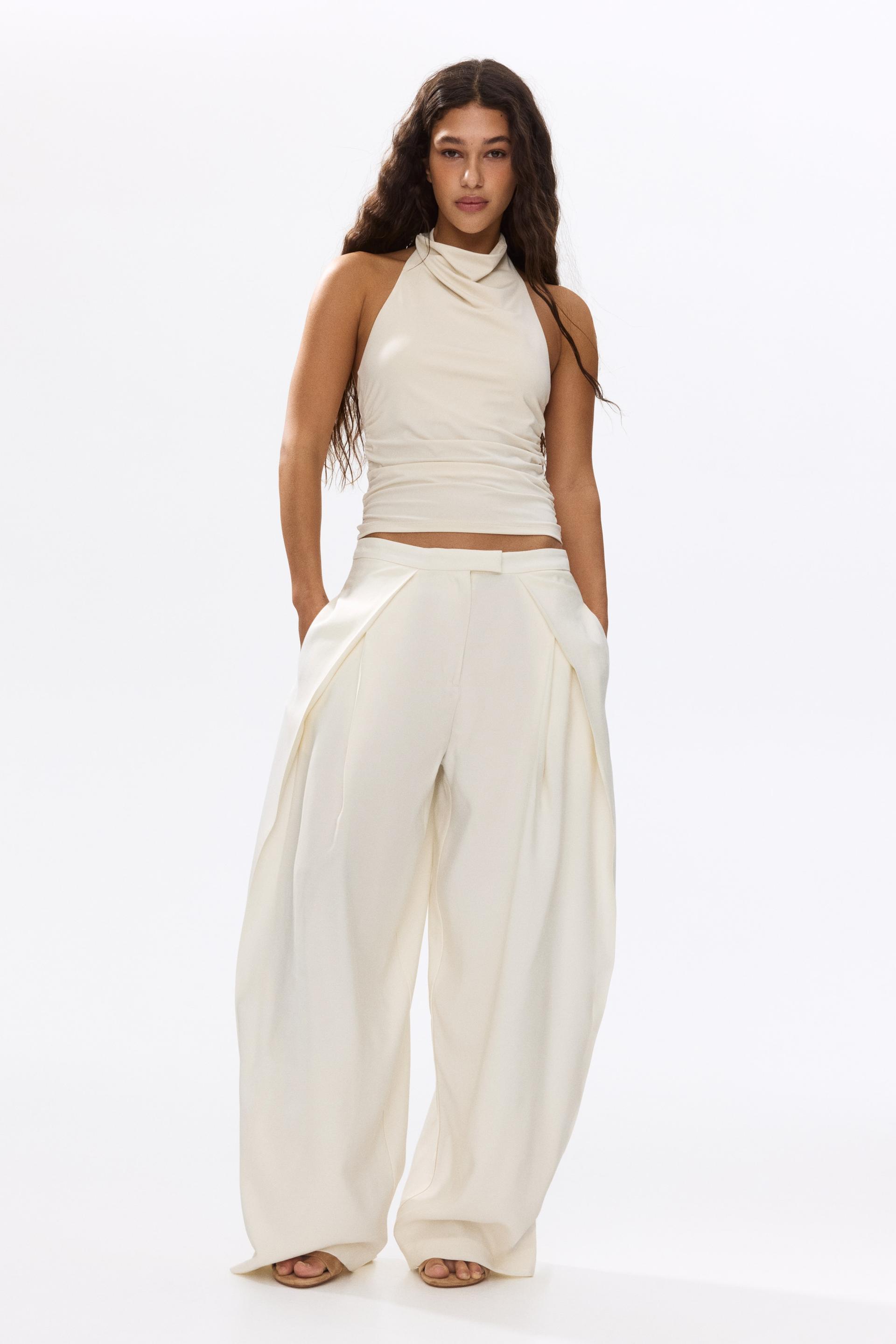 wrap-detail balloon-leg pants