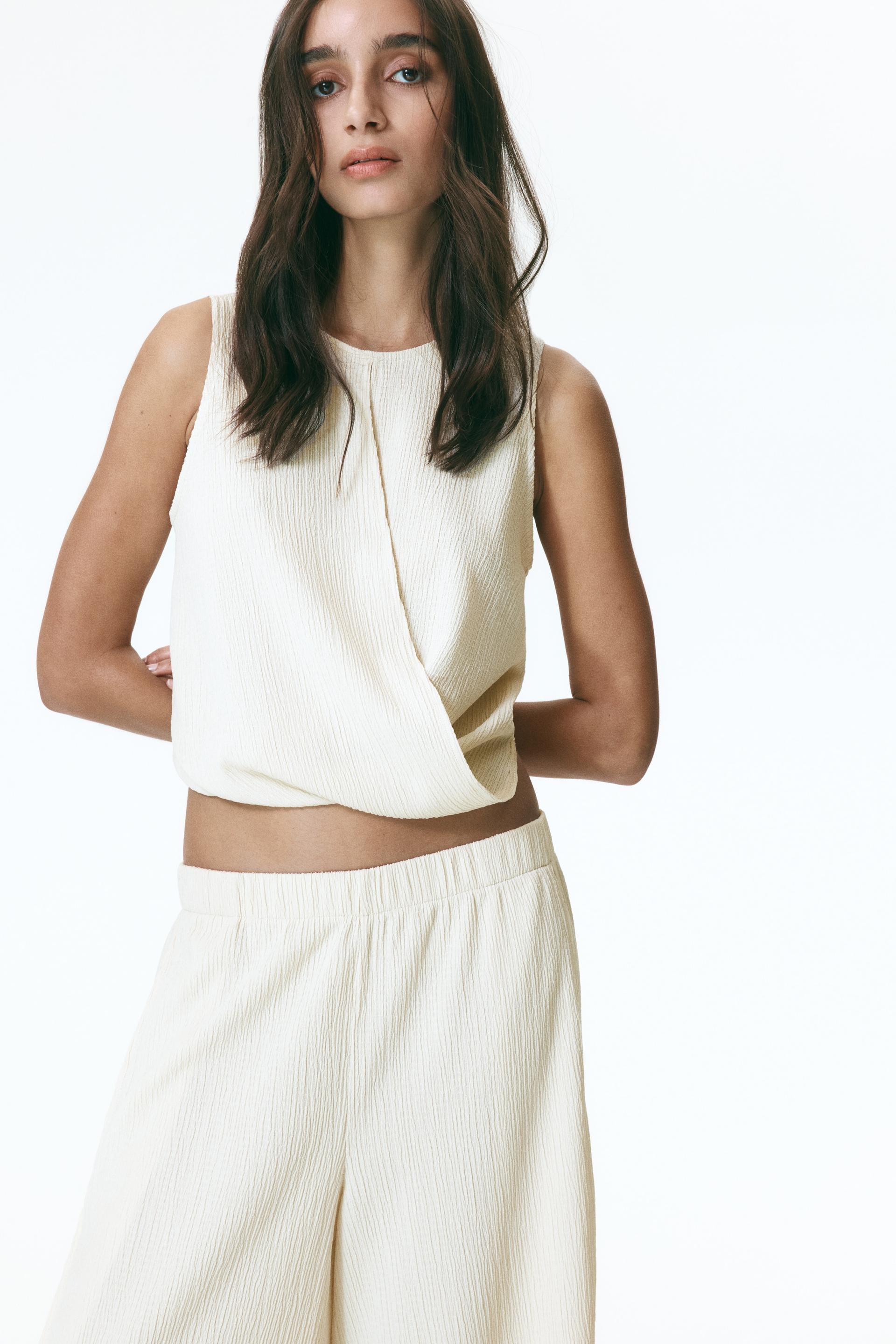 wrap-detail crinkled top
