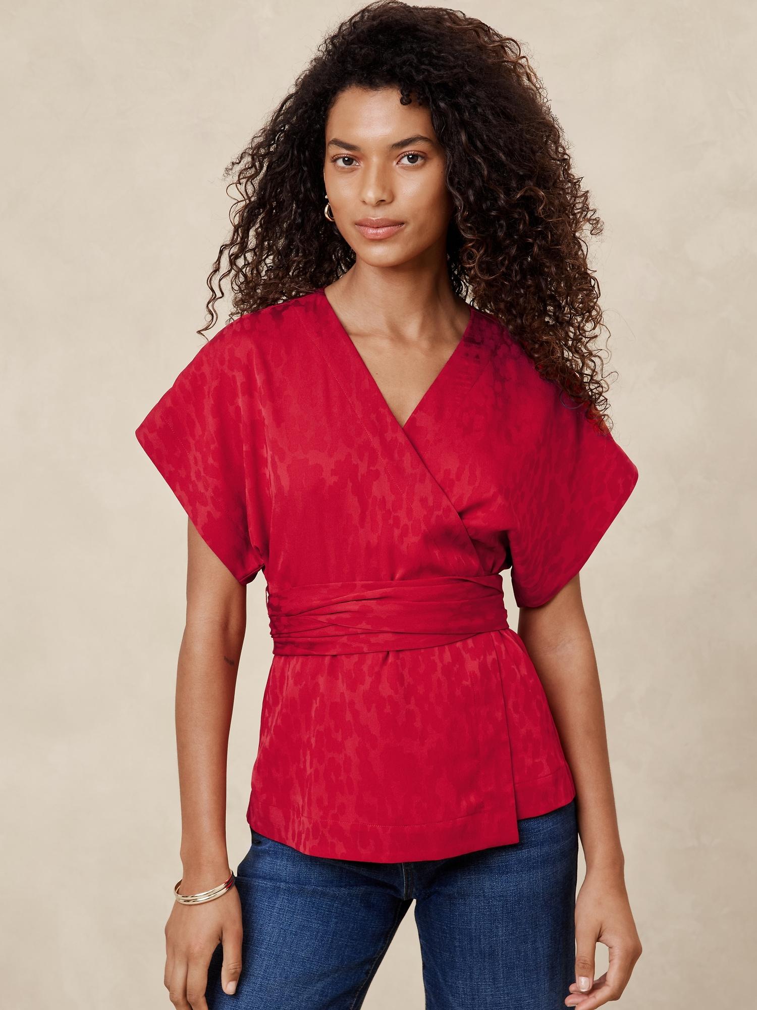 wrap jacquard top