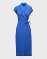 wrap midi dress with tie detail