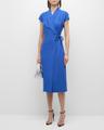 wrap midi dress with tie detail