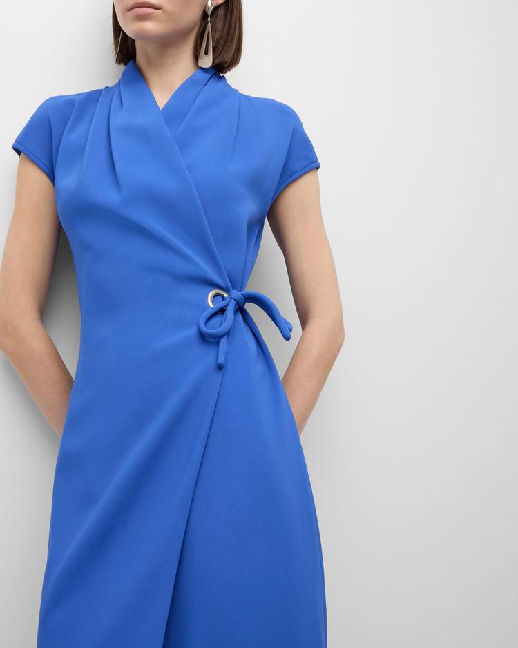 wrap midi dress with tie detail