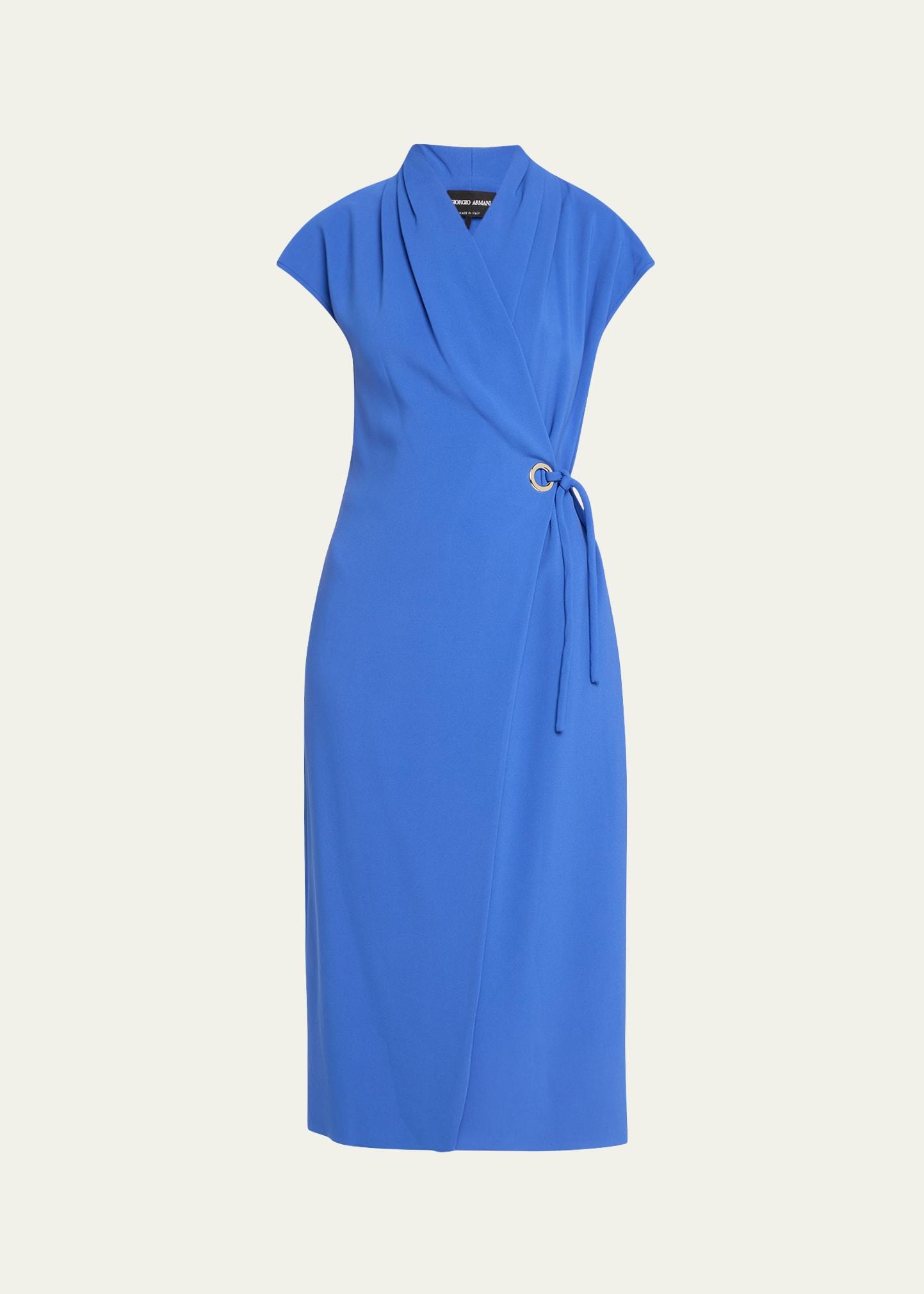 wrap midi dress with tie detail