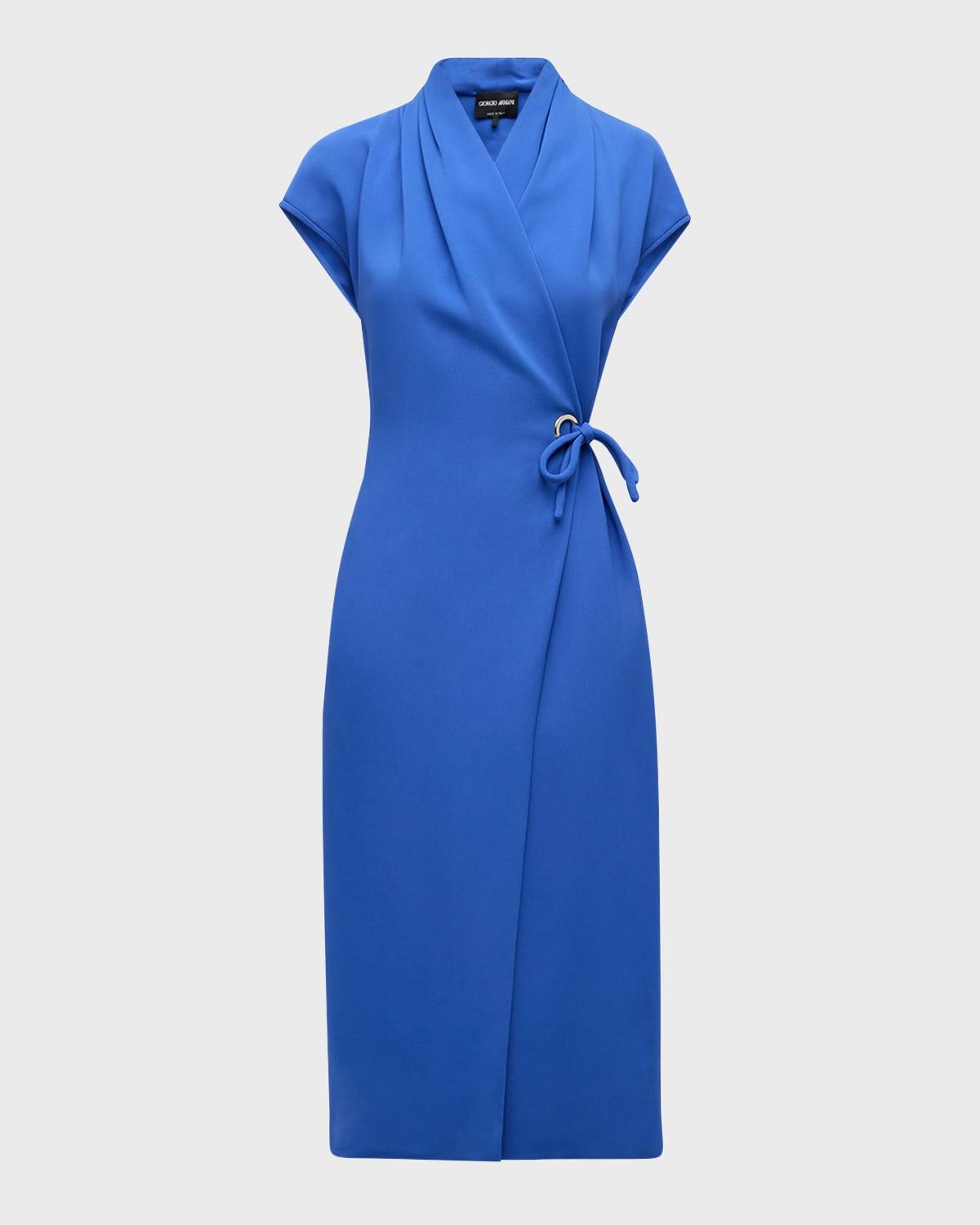 wrap midi dress with tie detail