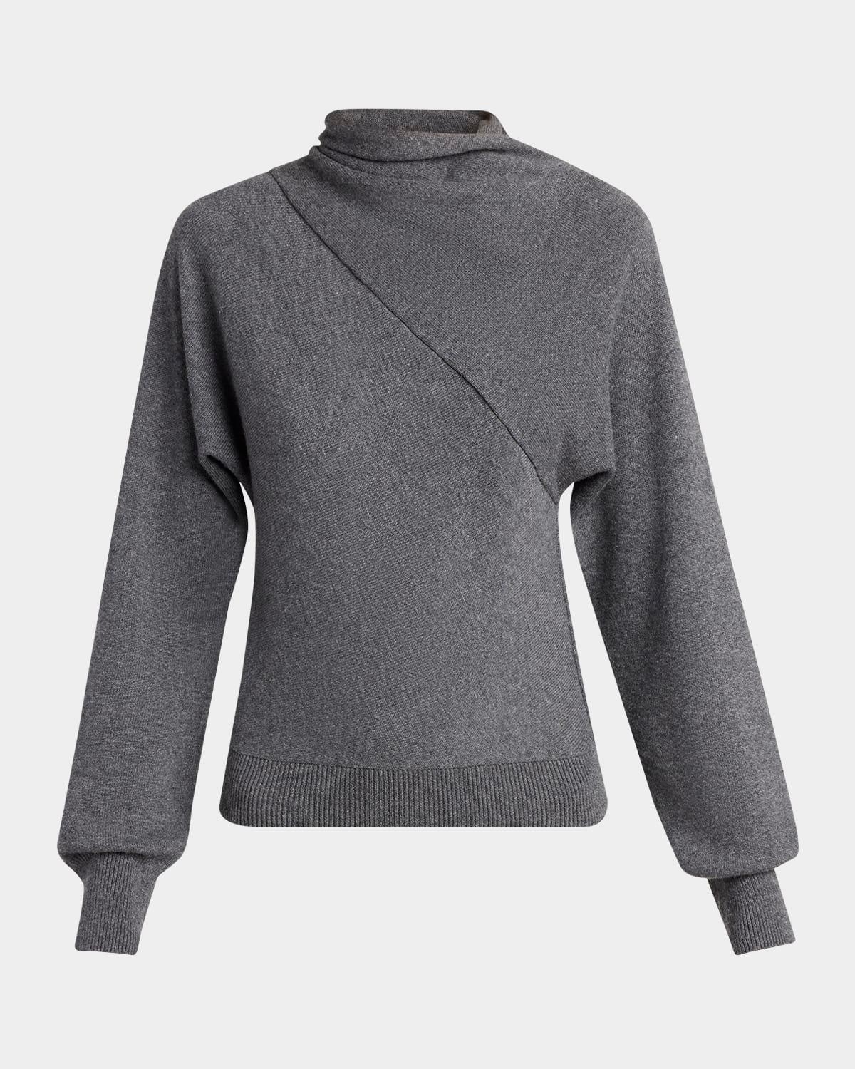 wrap-neck fine cashmere-cotton sweater