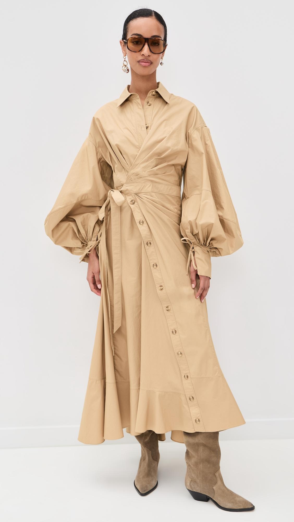 wrap poplin maxi dress