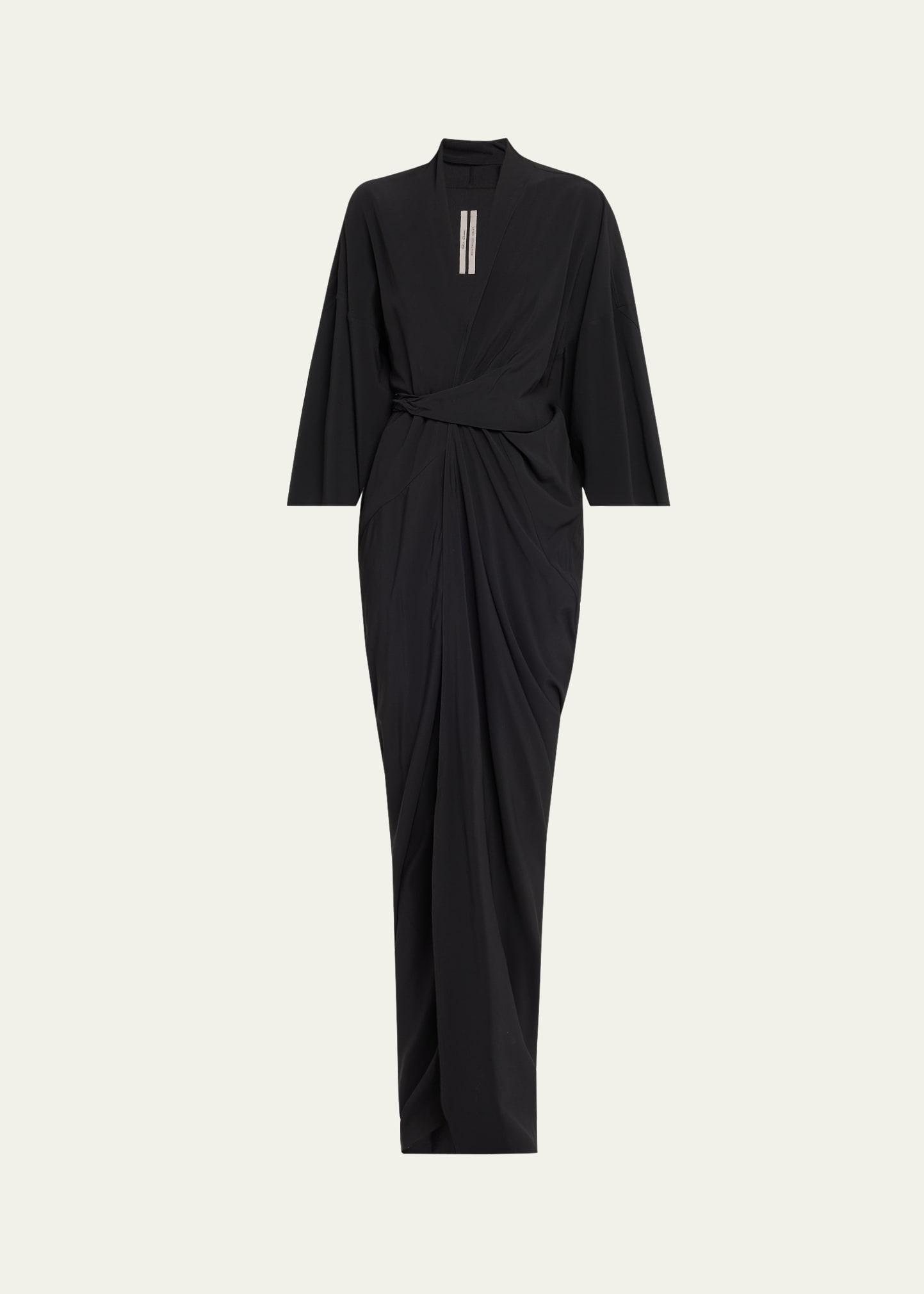 wrap silk-blend gown