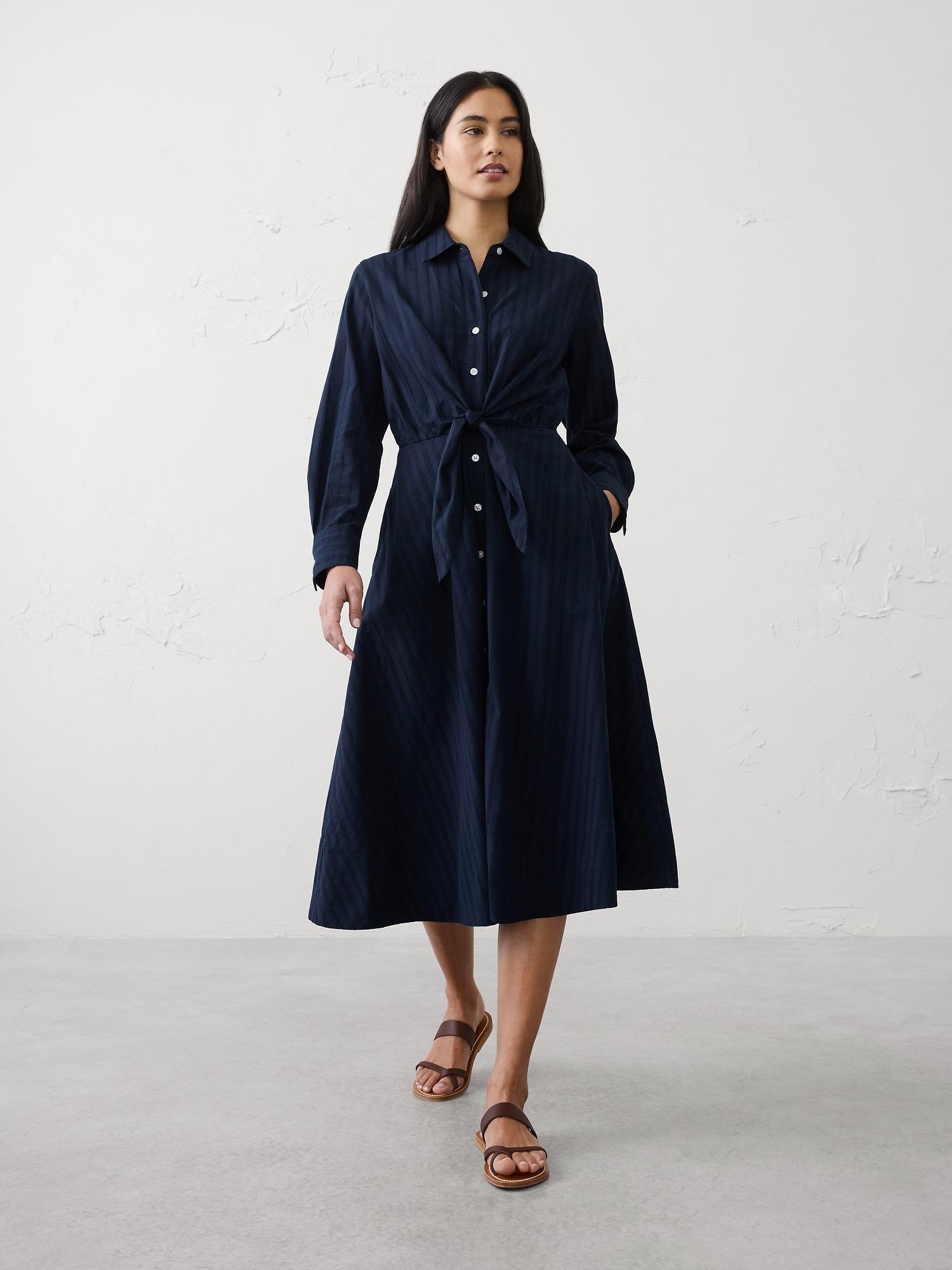 wrap-tie midi shirtdress