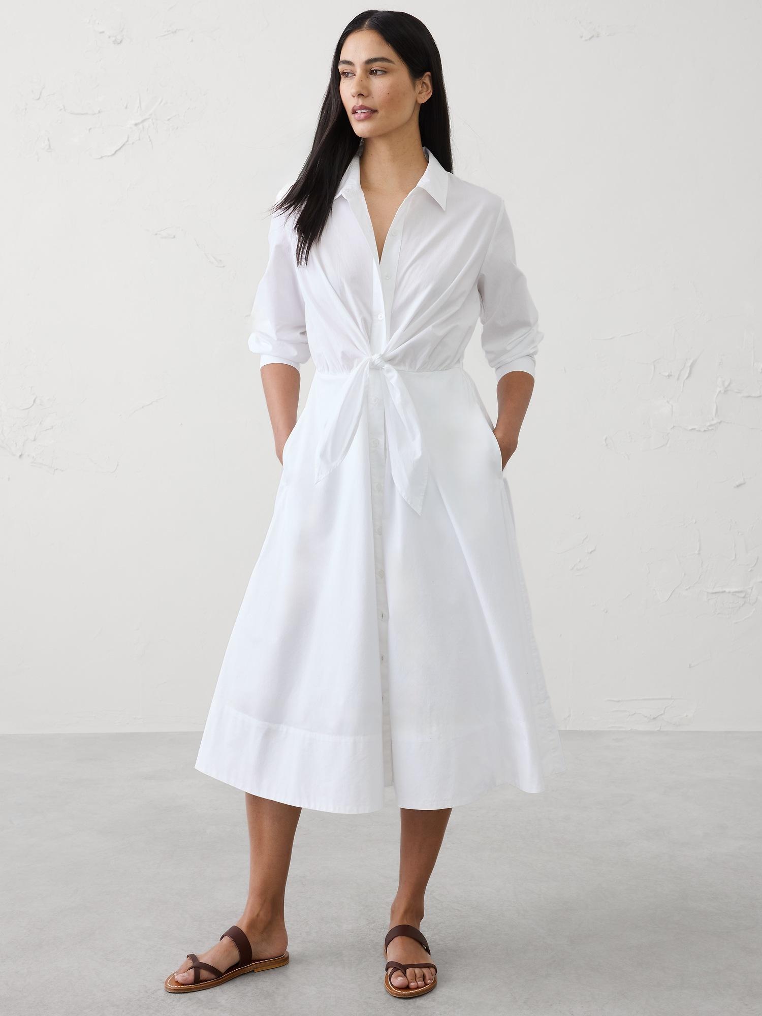 wrap-tie midi shirtdress