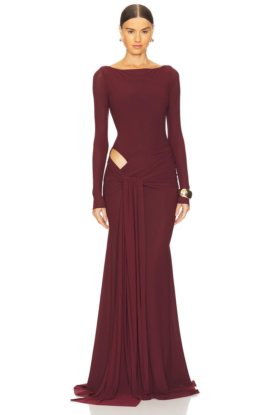 wrapped jersey gown