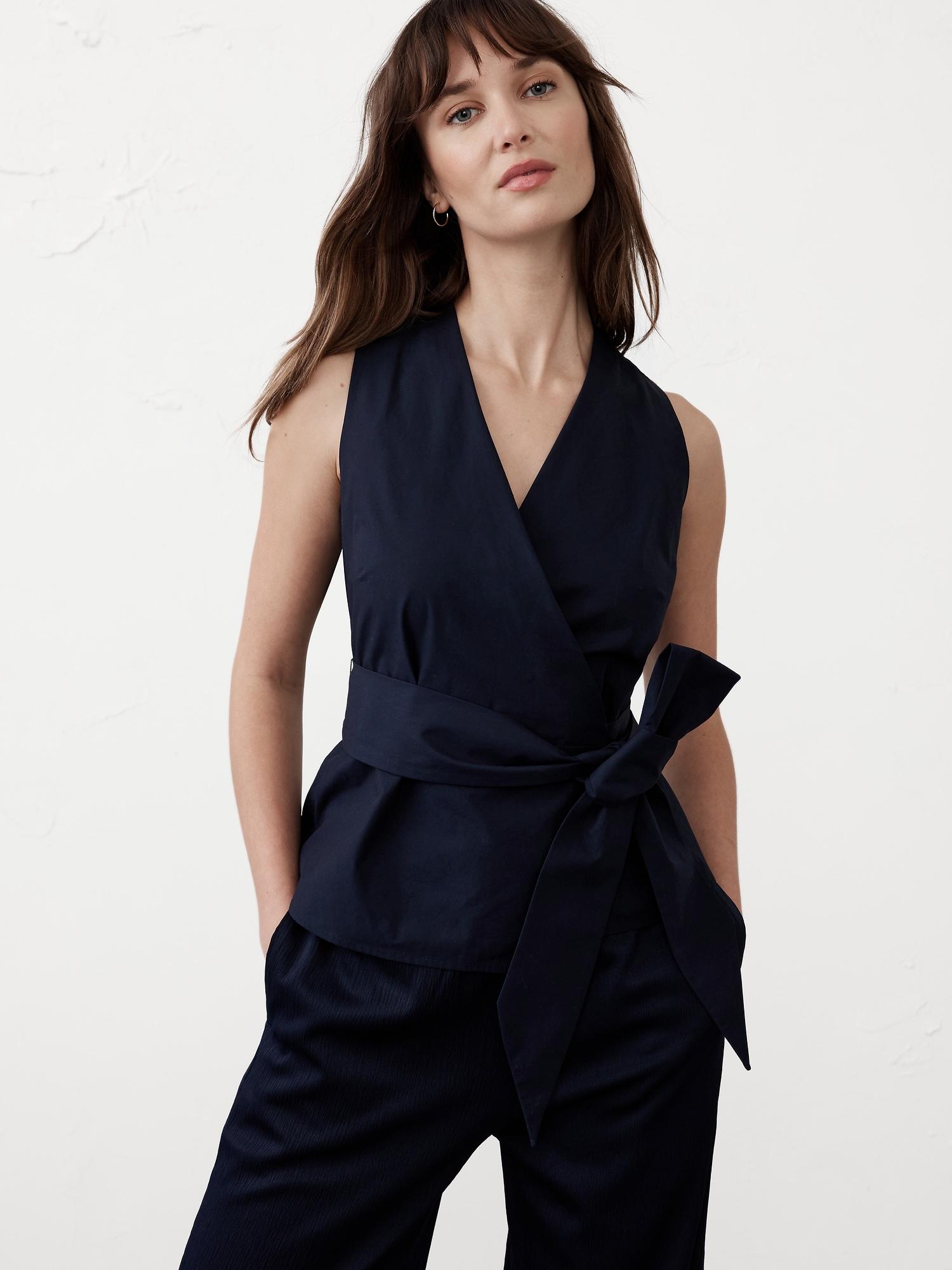 wrapped poplin top