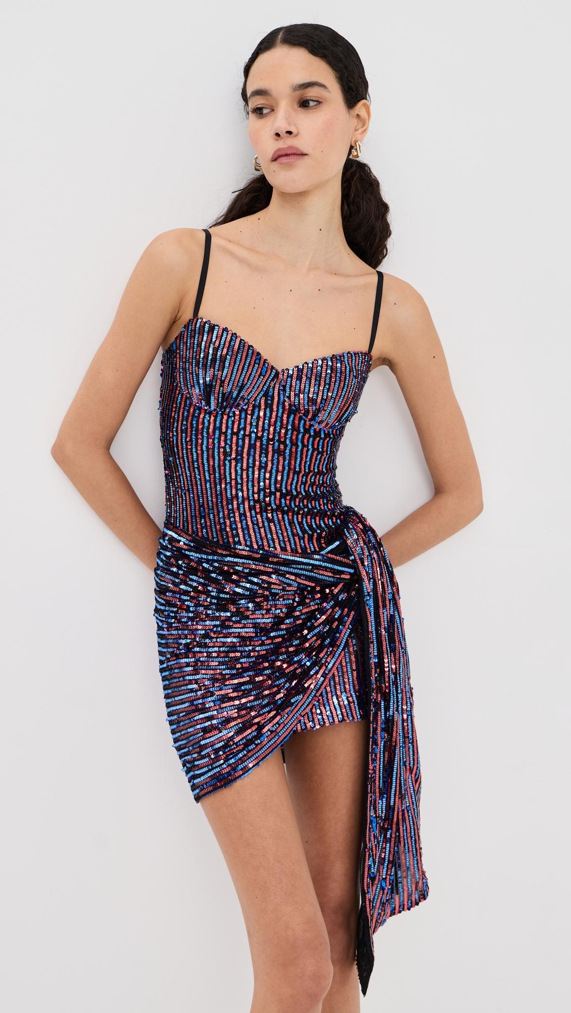 wrapped sequin mini dress