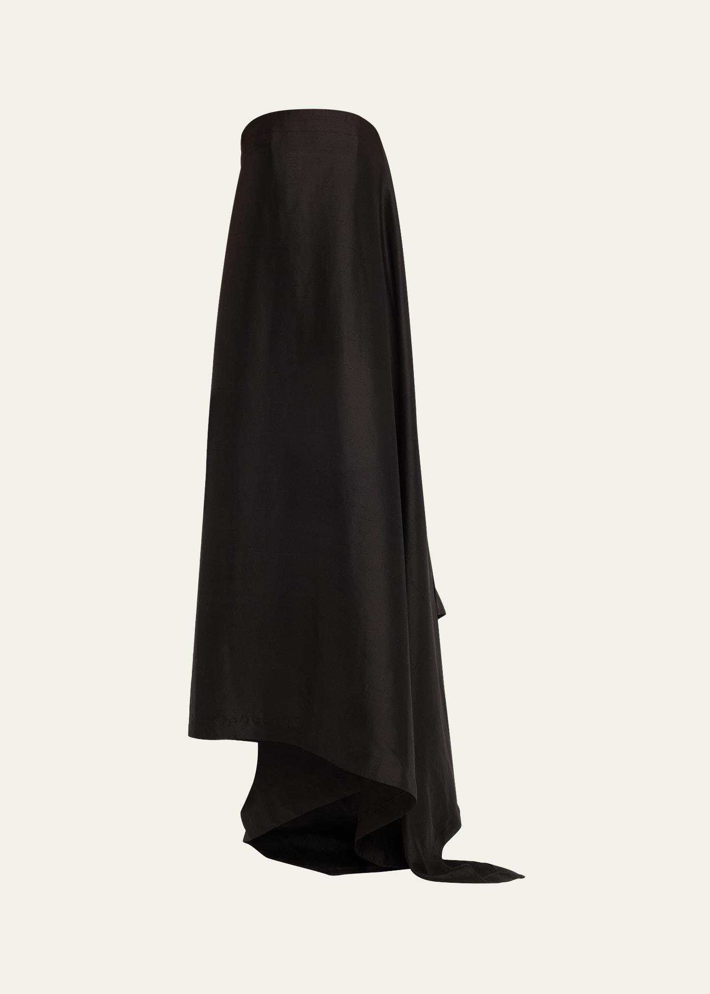 wren strapless asymmetric silk maxi dress