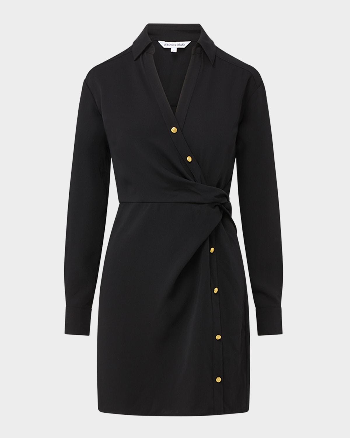 wright long-sleeve mini wrap dress