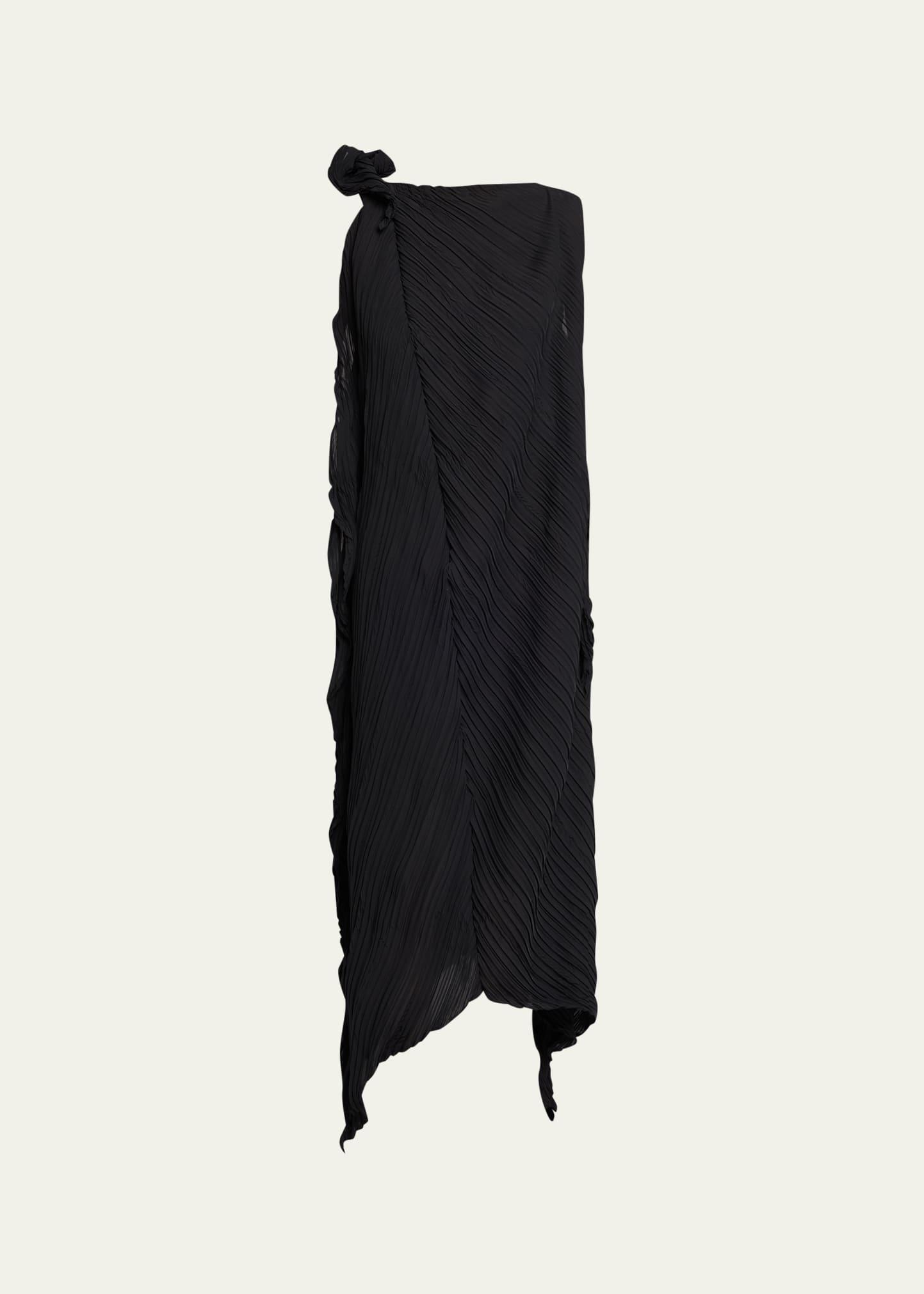 wrinkled and twisted dress, black