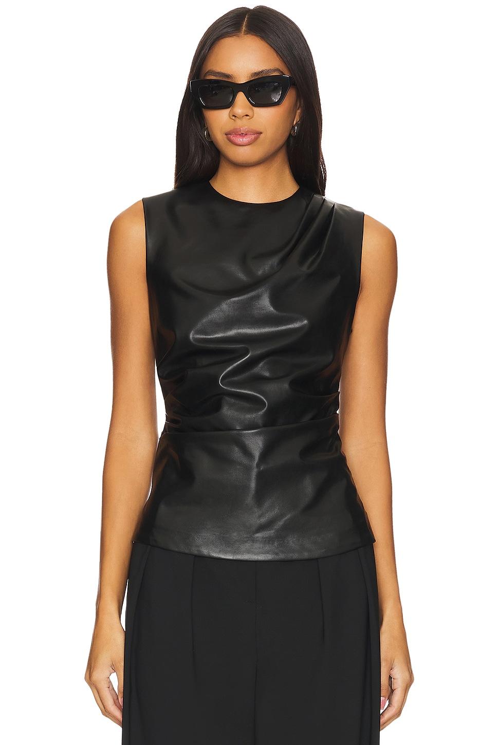 wynter faux leather draped top