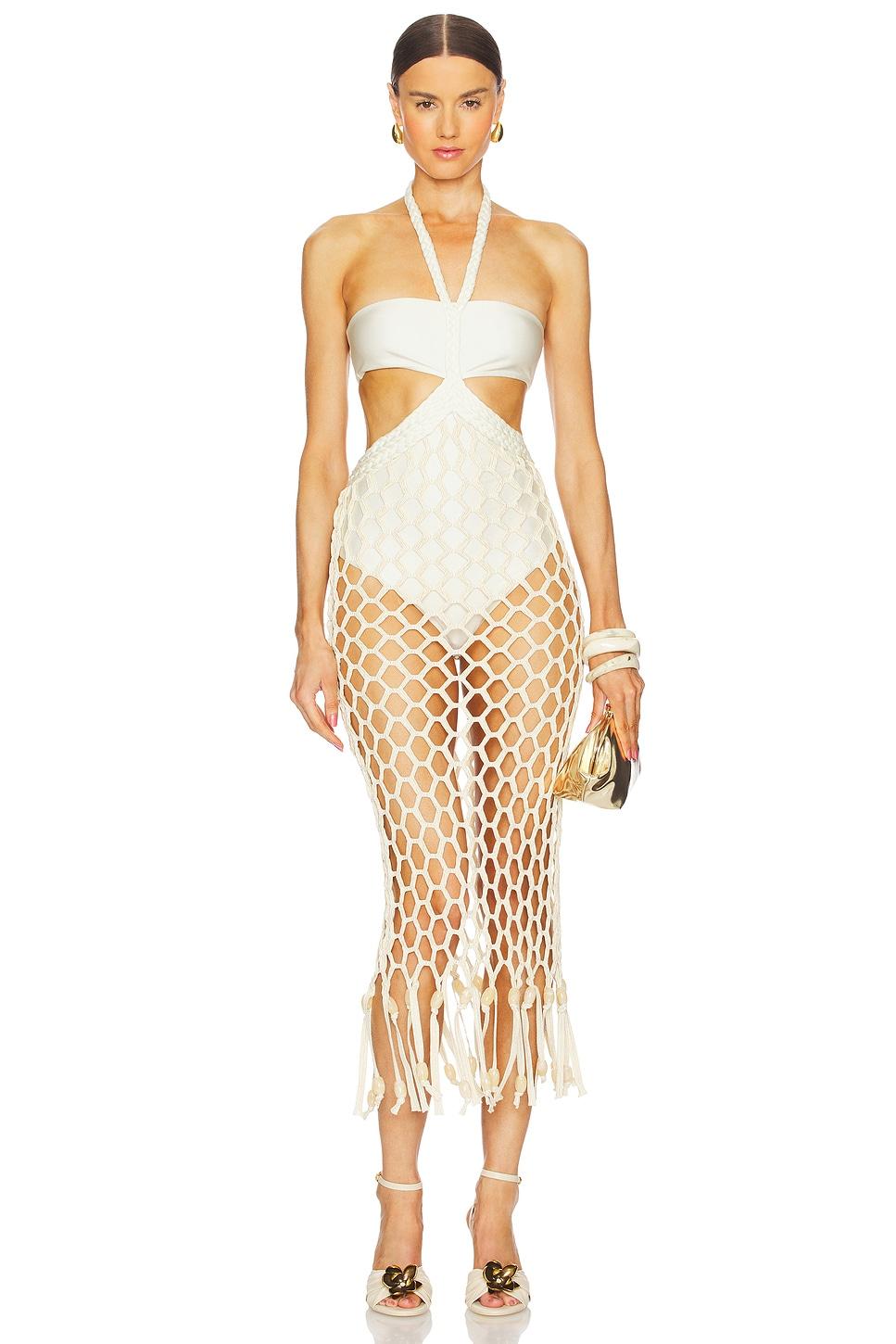 x camila coelho white gold beach dress