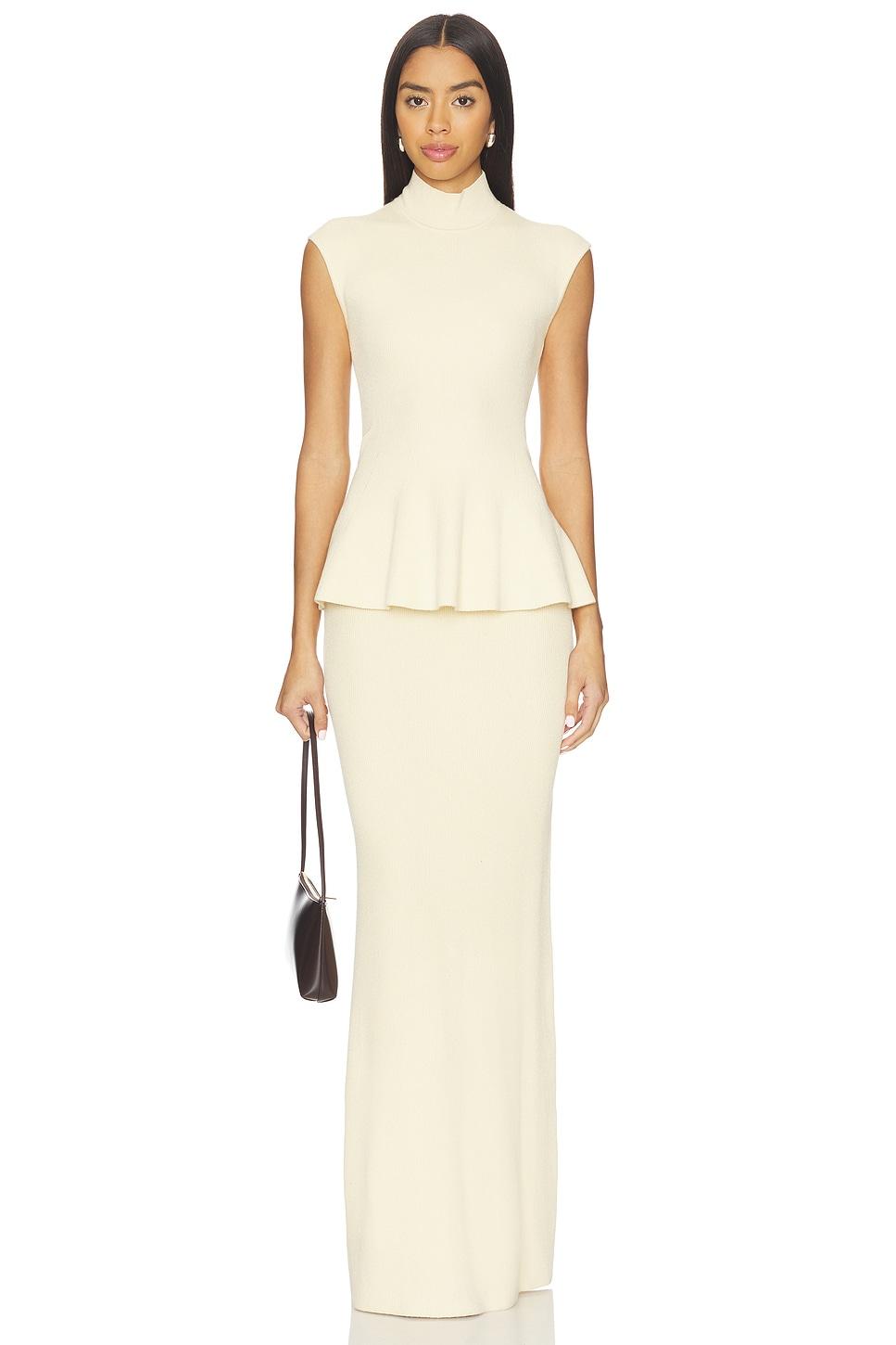 x christina elezaj florie mock neck maxi dress