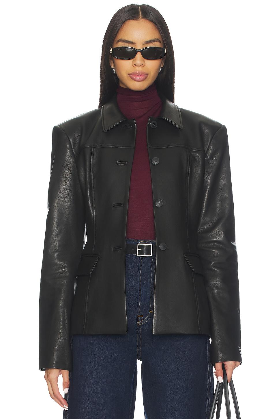 x coco aina leather cinched jacket