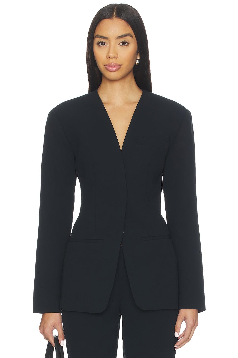 x coco unne polished crepe blazer