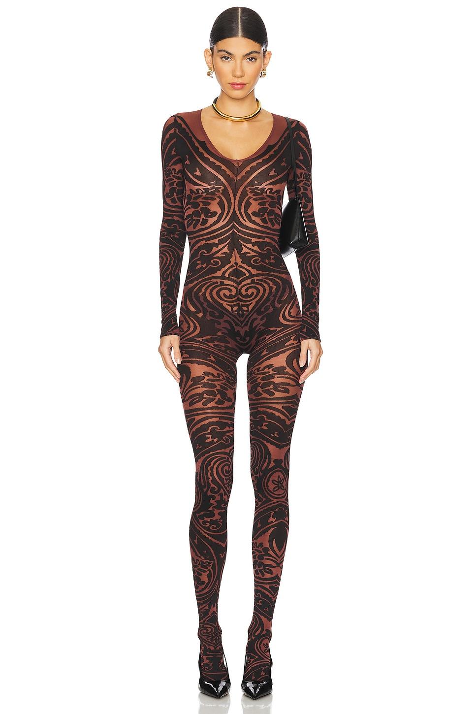 x etro body tattoo catsuit