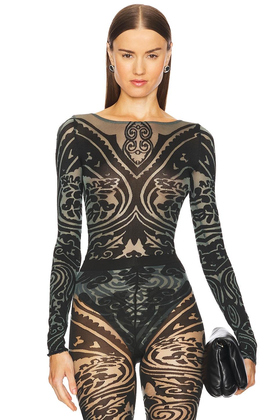 x etro body tattoo string bodysuit