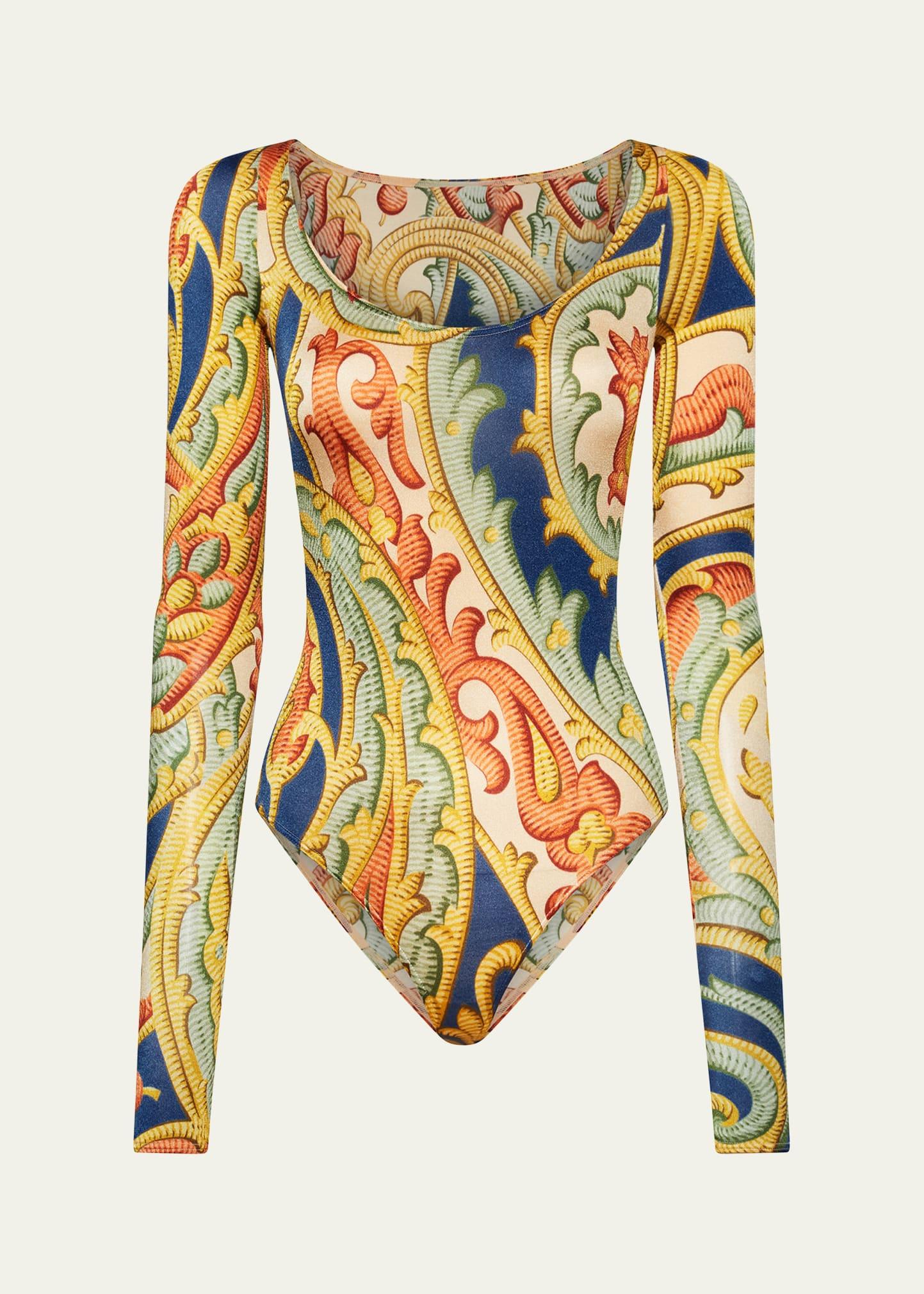 x etro paisley-print cheeky bodysuit