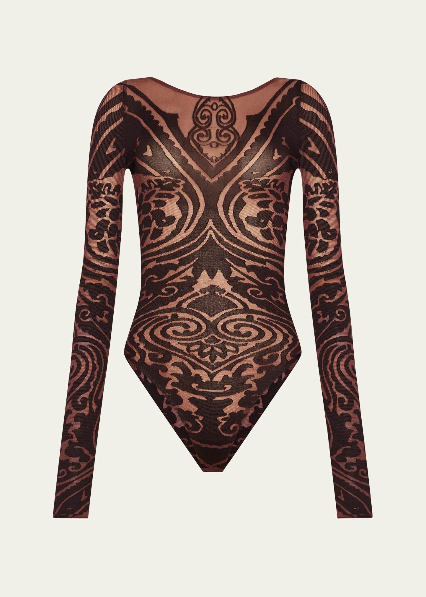 x etro tattoo string bodysuit