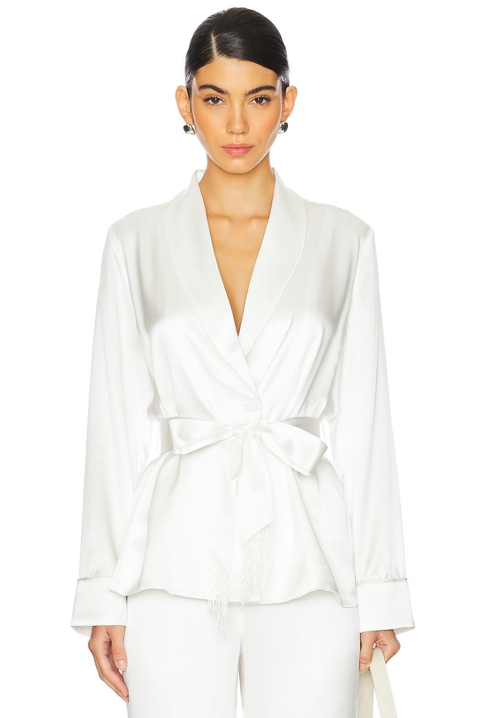 x galia lahav beaded fringe silk smoking jacket