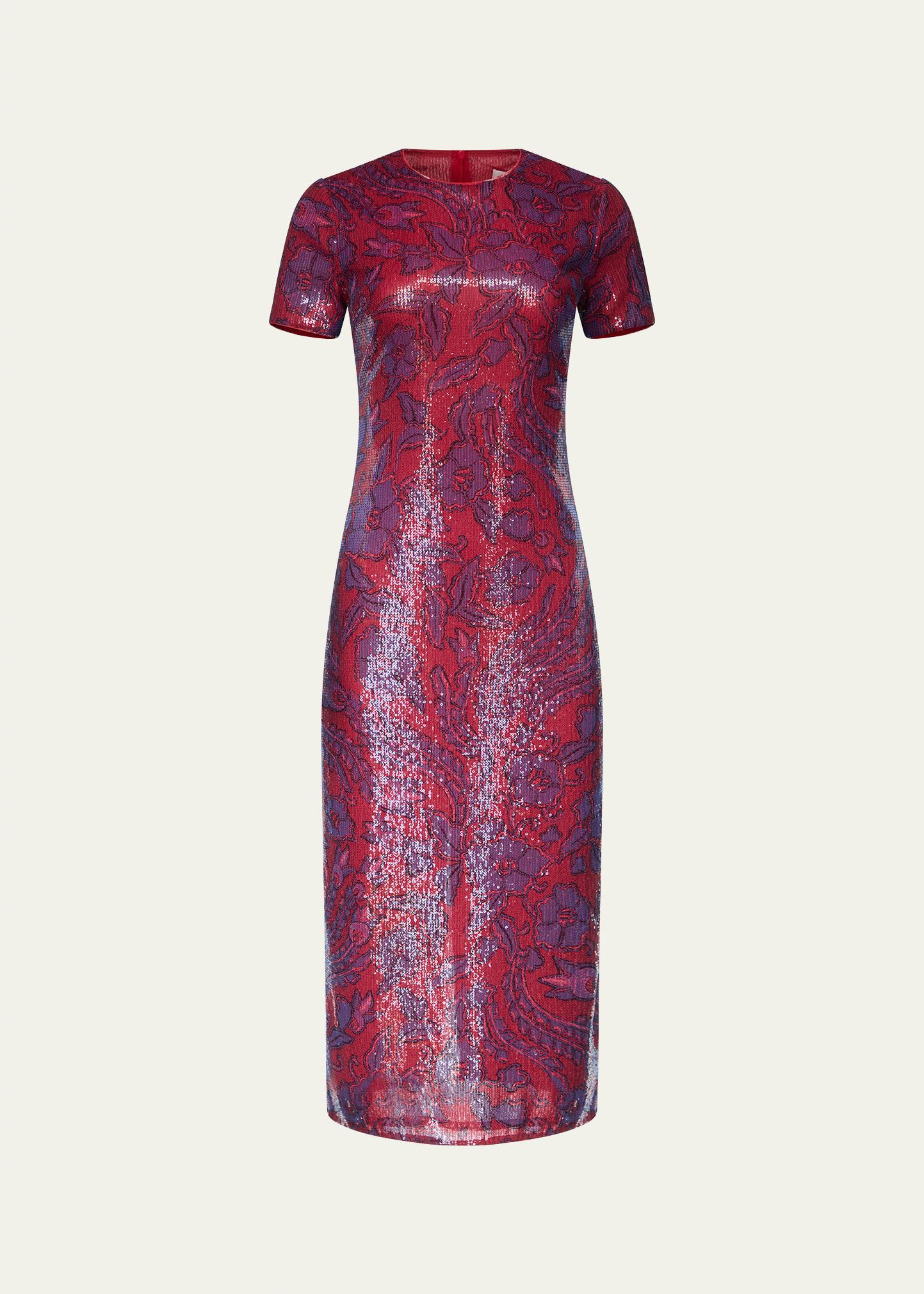 x henry zankov amelie floral-print sequin midi dress