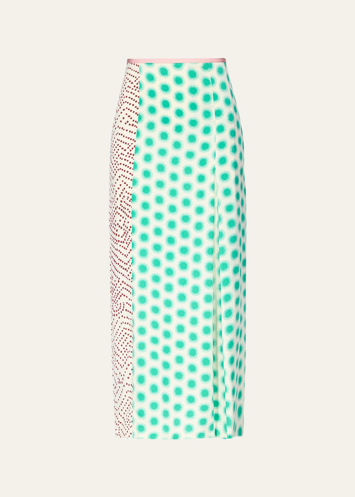 x henry zankov chrystie dotted straight midi skirt