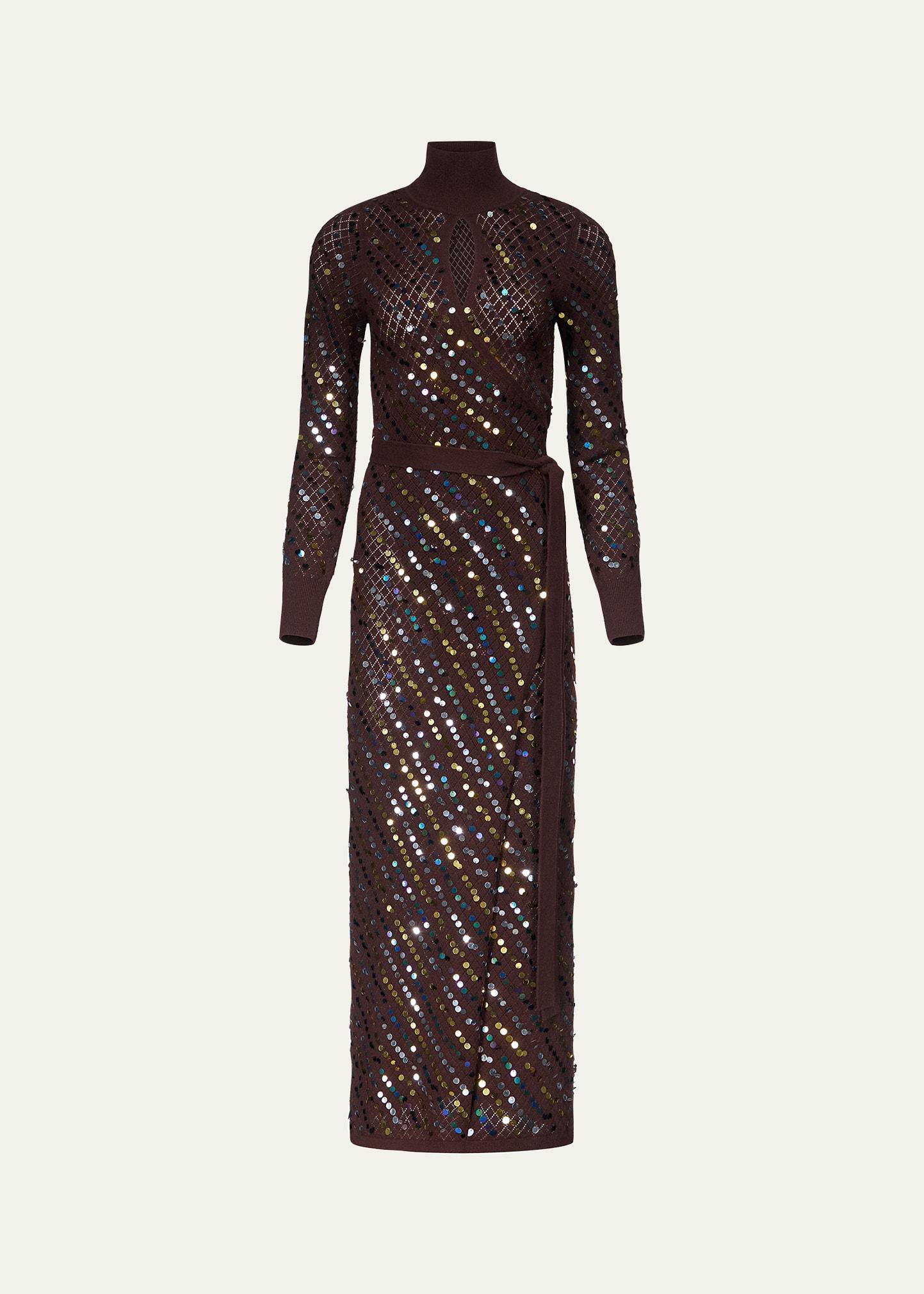 x henry zankov murray sequin pointelle knit maxi wrap dress