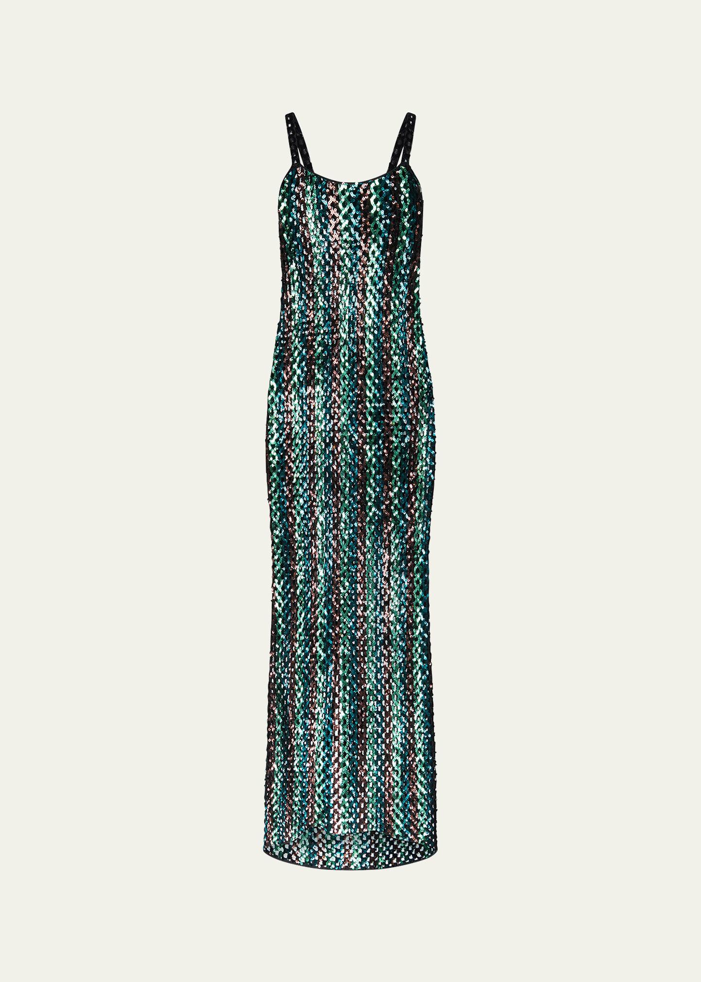 x henry zankov nolita striped sequin net maxi dress