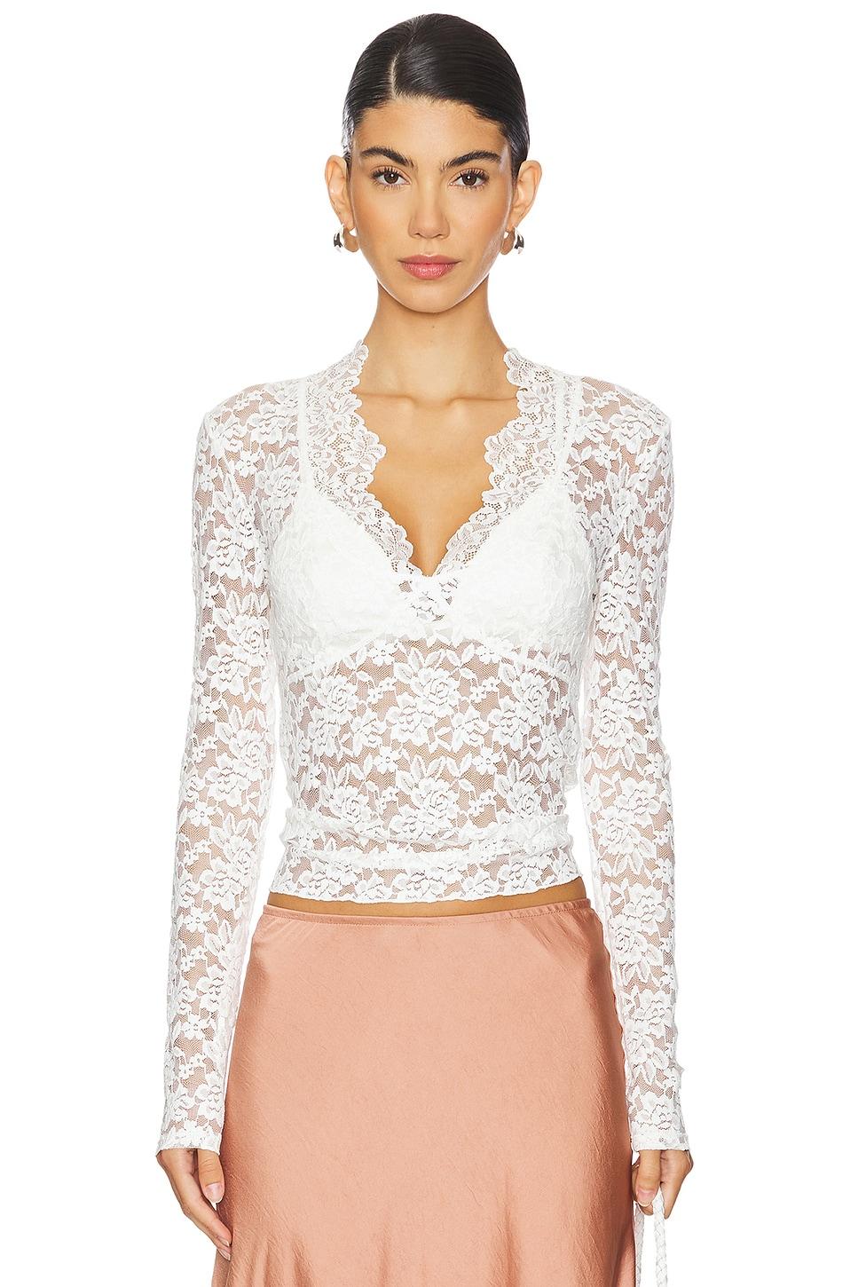x intimately fp all day lace long sleeve top in ivory