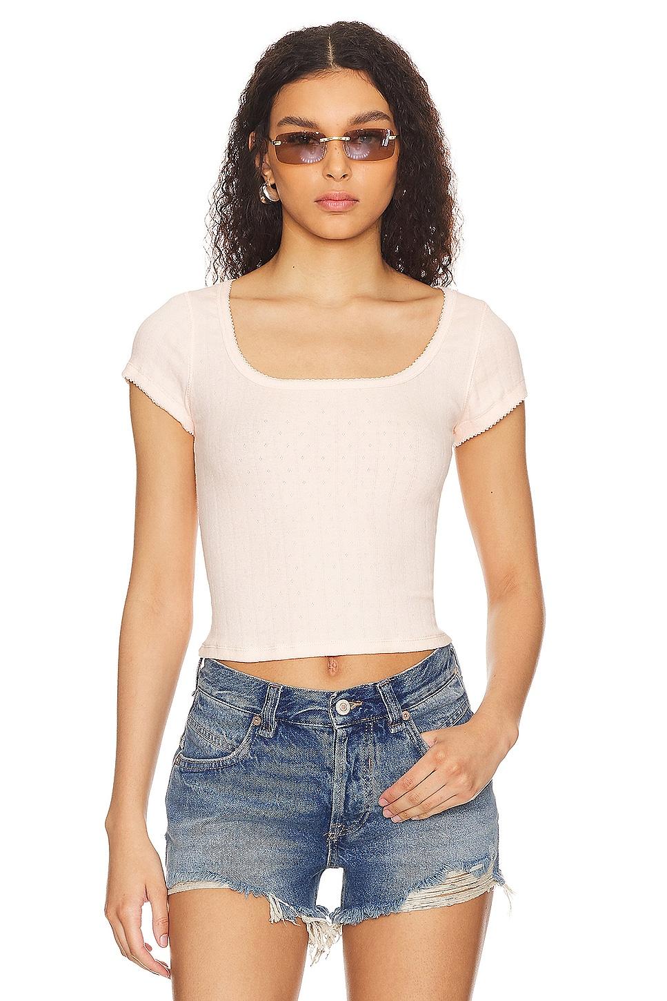 x intimately fp end game pointelle baby tee in peach dust