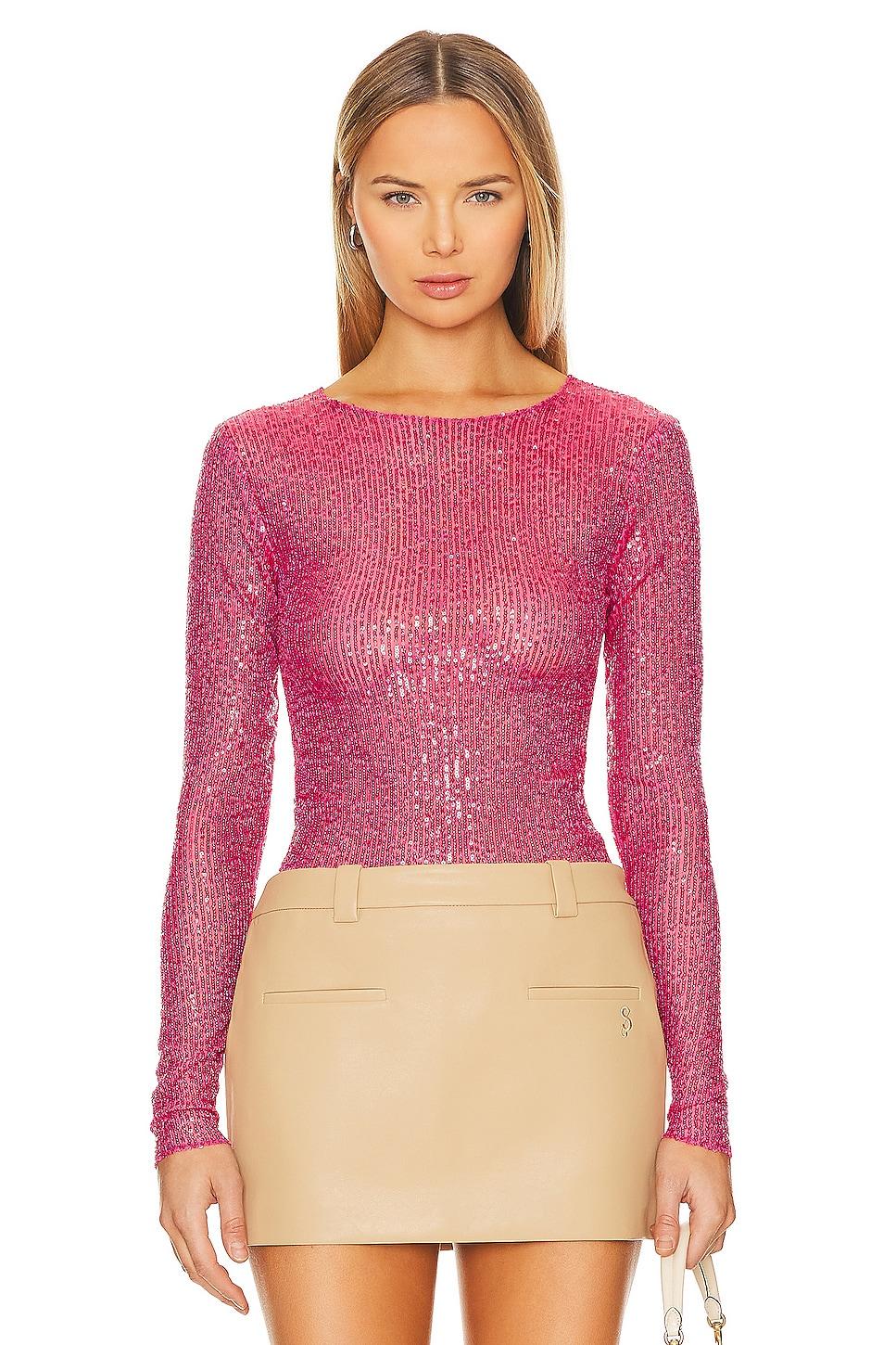 x intimately fp gold rush long sleeve in hot pink combo