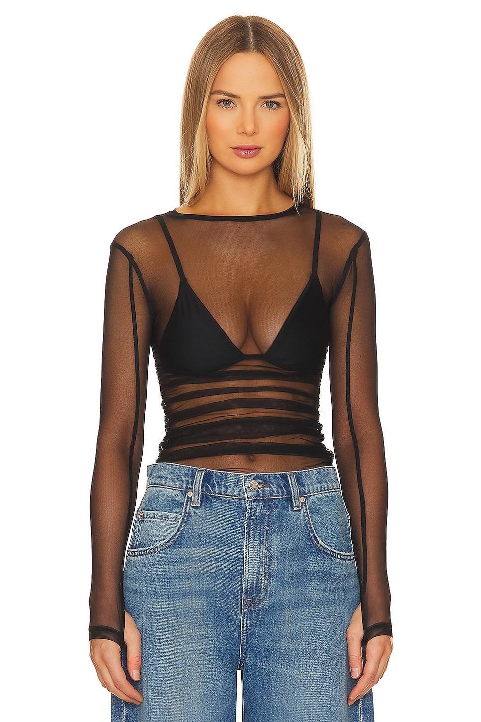x intimately fp last layer long sleeve top in black