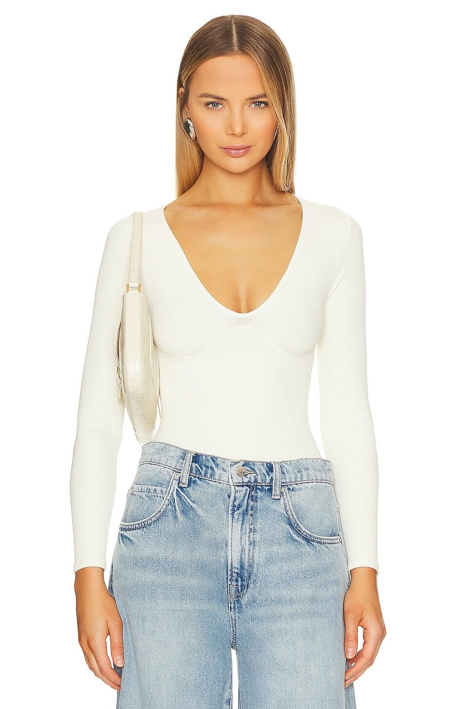 x intimately fp meg seamless v-neck bodysuit in ivory