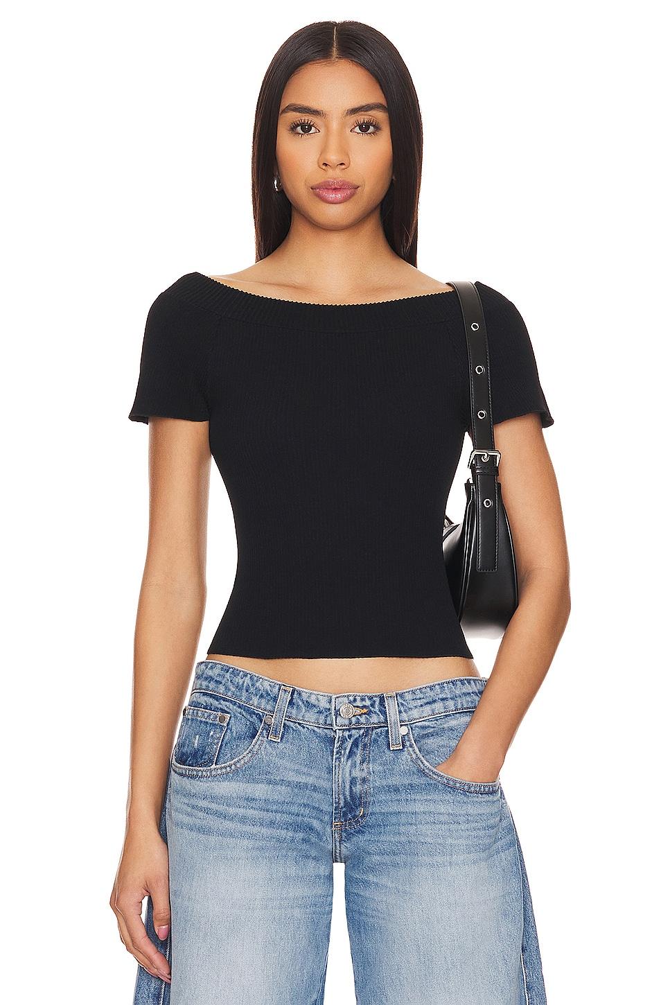 x intimately fp ribbed seamless off shoulder top in black